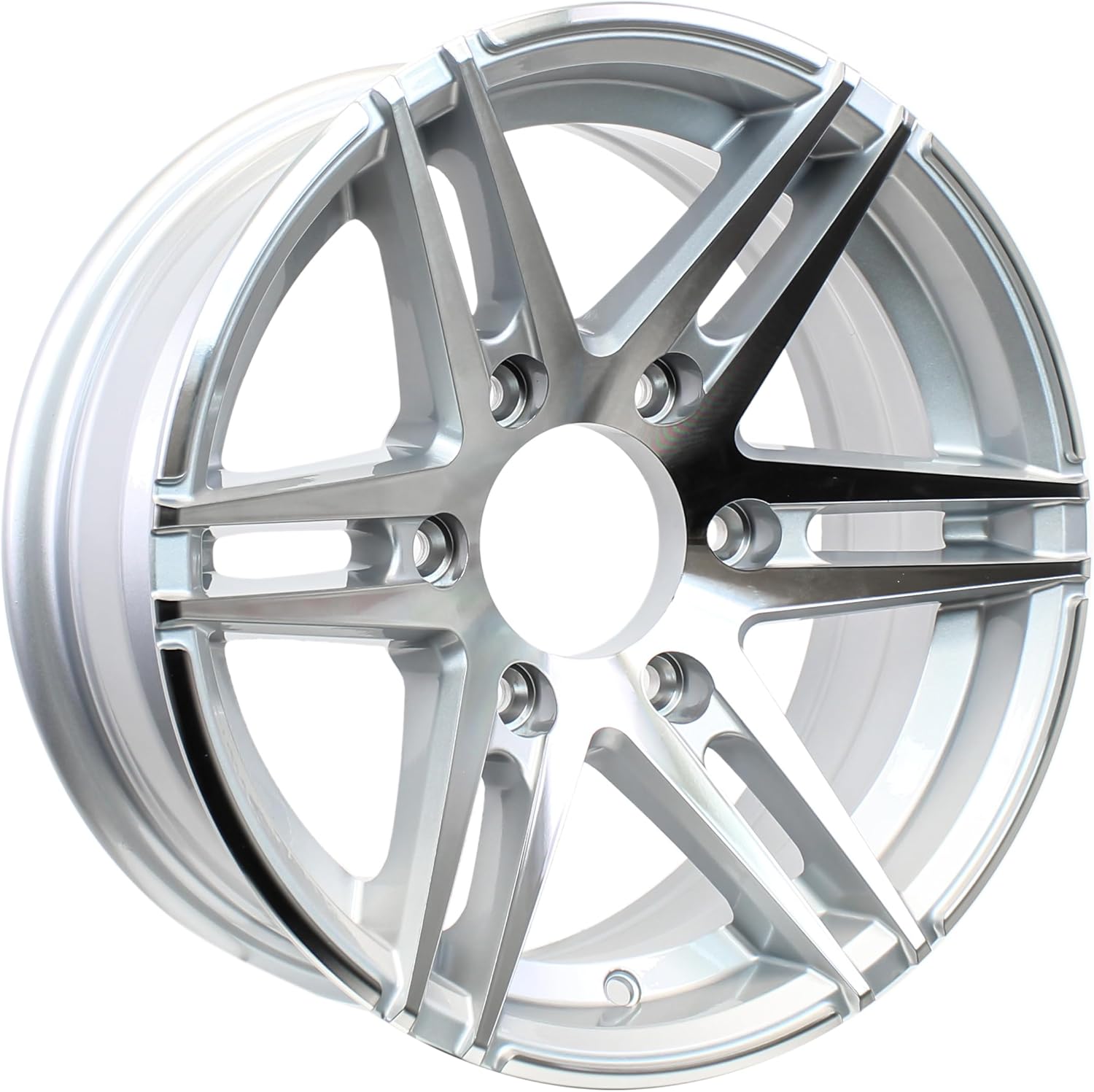 eCustomrim Aluminum Trailer Wheel 15X6 15 Inch Sidewinder Style 6 Lug On 5.5 Inch Center Rim