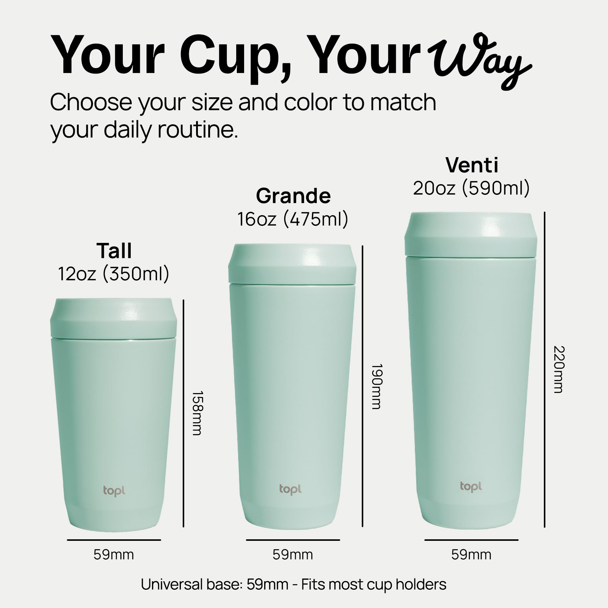 TOPL To Go - Taza de café de viaje aislada con tapa a prueba de fugas de 360°, vaso de café de acero inoxidable para calor/frío, resistente a derrames, sin BPA, menta, 16 onzas