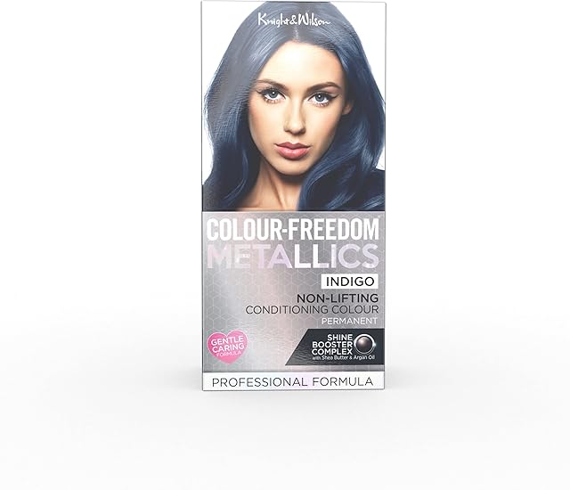 Colour Freedom Metallic Permanent Black Conditioning Hair Dye. Infused with Shea Butter and Argan Oil for Ultra Glossy Conditioned Hair. 100% grey coverage. By Knight & Wilson,package may vary
