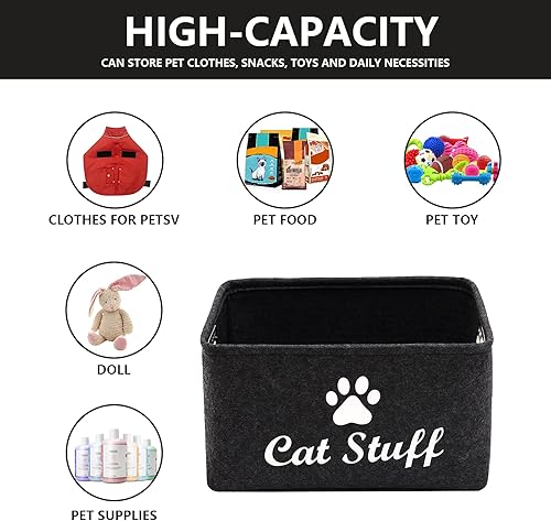 Miniatura 4 de Ropa y accesorios para gatosJuguetes para gatosCesta de almacenamiento de suministros para mascotasContenedor con asas, Solución de almacenamiento