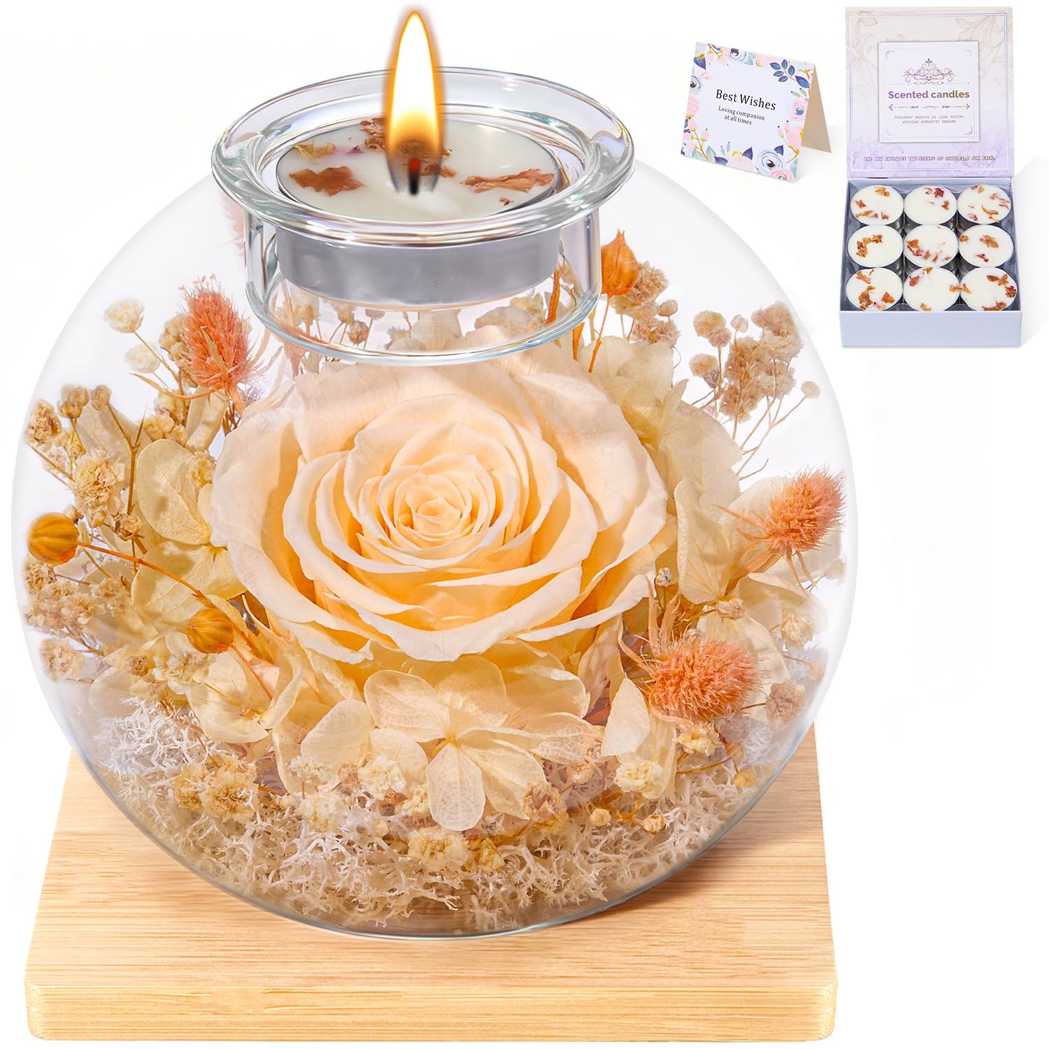 Konservierte Rose mit Duftkerzen Geburtstagsgeschenke für Frauen