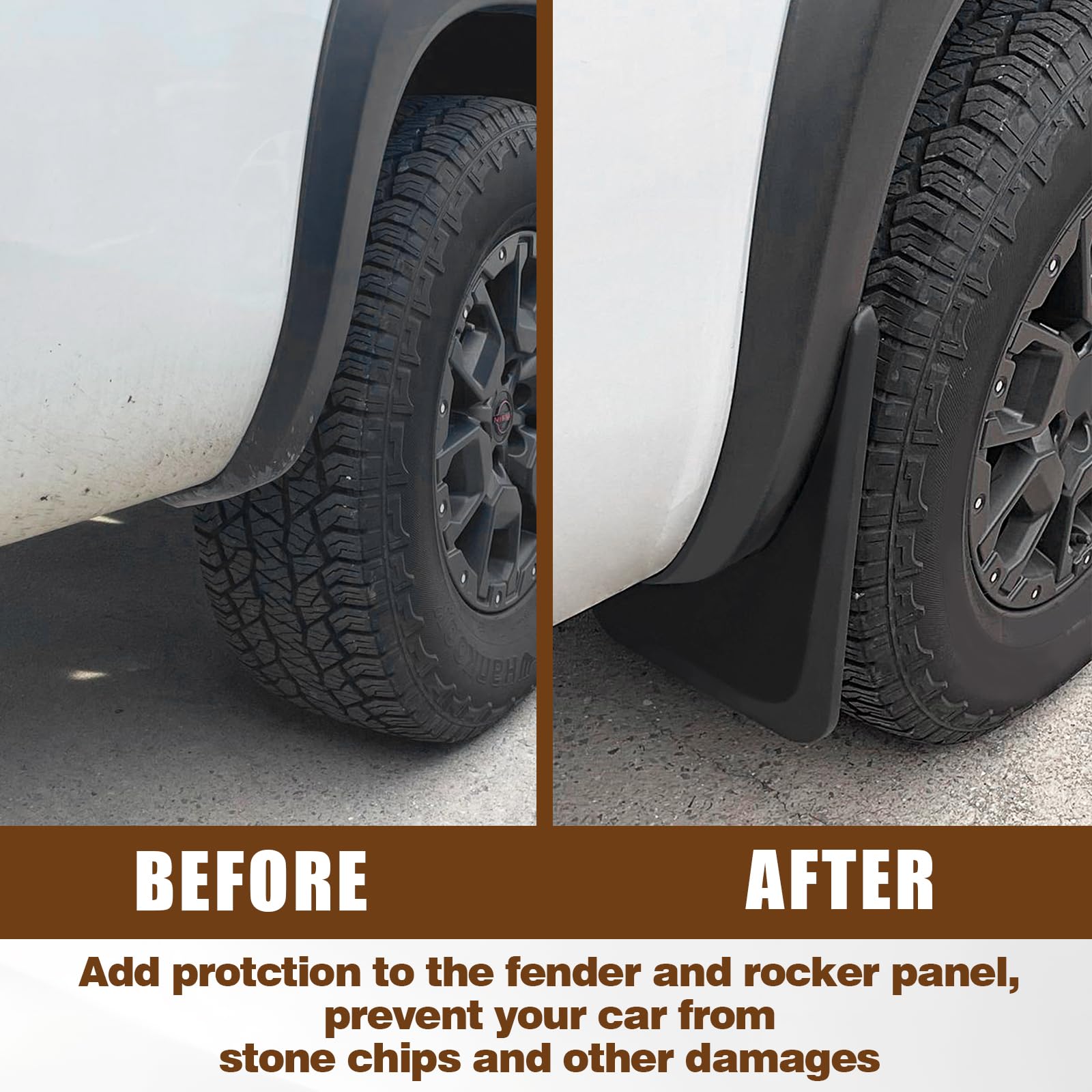Muslogy for Frontier 2023 2022 Accessories Mud Flaps Splash Guards Mudguards 4PCS Front & Rear Splash Guard No Drilling Required Compatible with Nissan Frontier 2022-2024 (Pro-X/Pro-4X)