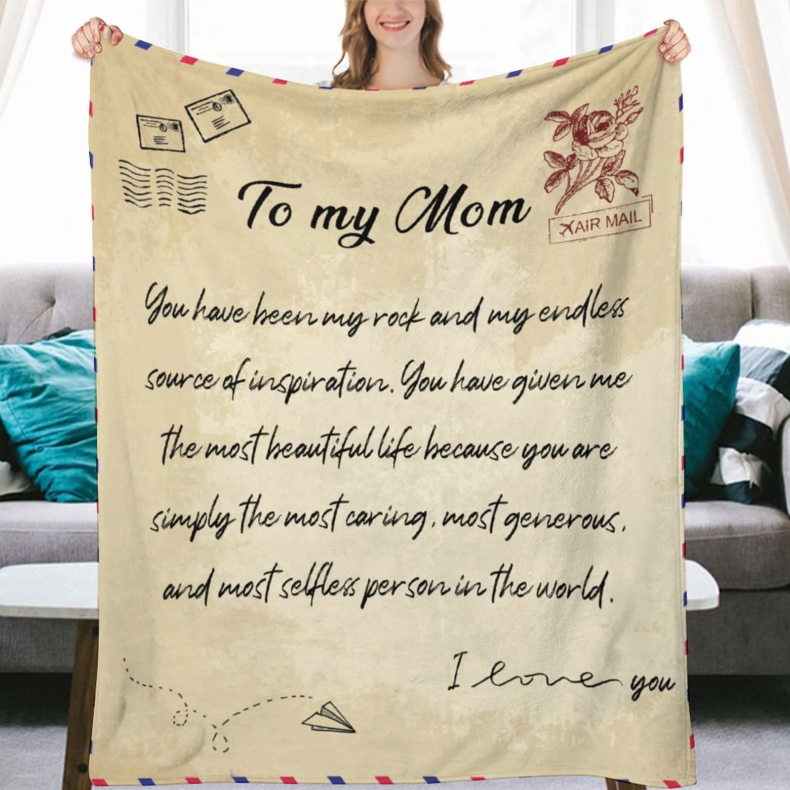 Couverture flanelle To Mom le cadeau parfait plein d'amour