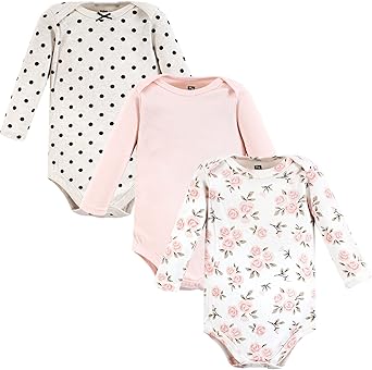 Hudson Baby baby-girls Cotton Long-sleeve Bodysuits 3-pack