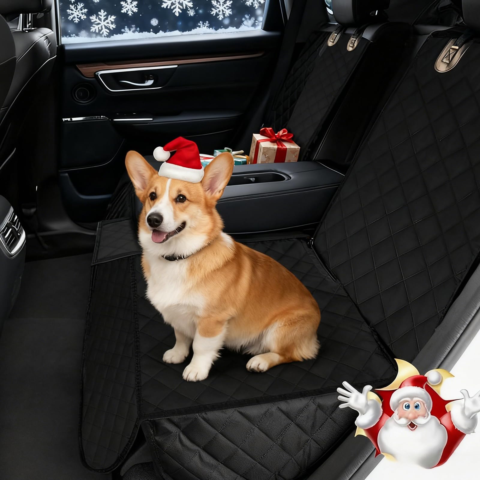 GOMETY Housse Voiture Chien 135x120cm, Protection Siège Arrière Imperméable Antidérapante, Couverture de Voiture pour Chien avec Ceinture de Sécurité, Convient à Toutes Les Voitures, SUV et Camions