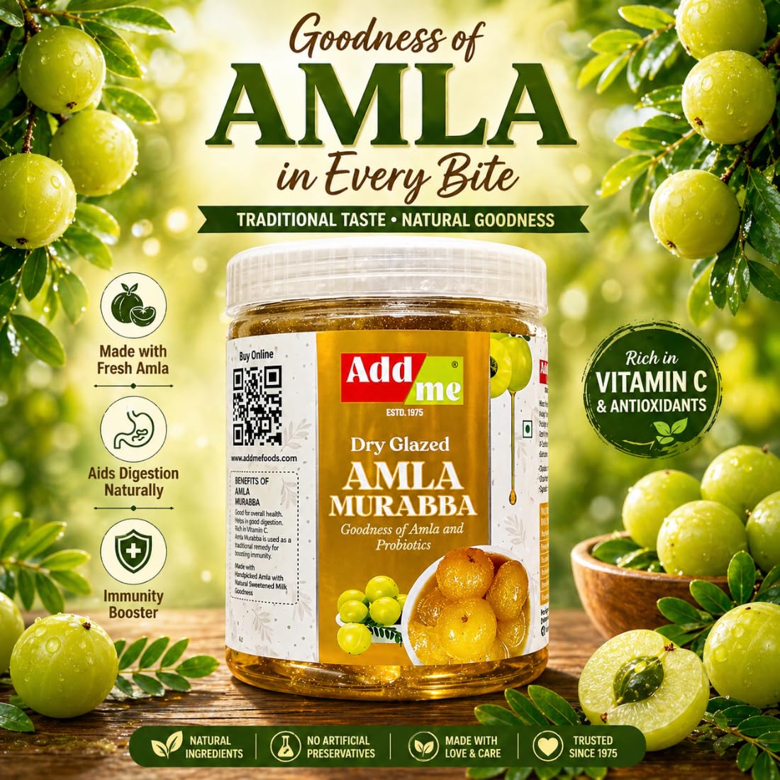 Amla Murabba 1kg Amala Preserve Sin Jarabe Dulce Caramelo refuerzo de inmunidad