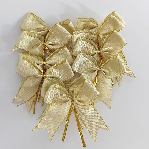 Miniatura 7 de 50 lazos de oro blanco de 3-12 pulgadas con lazos giratorios para envolver regalos, embalaje, decoración de Navidad (W.Gold)