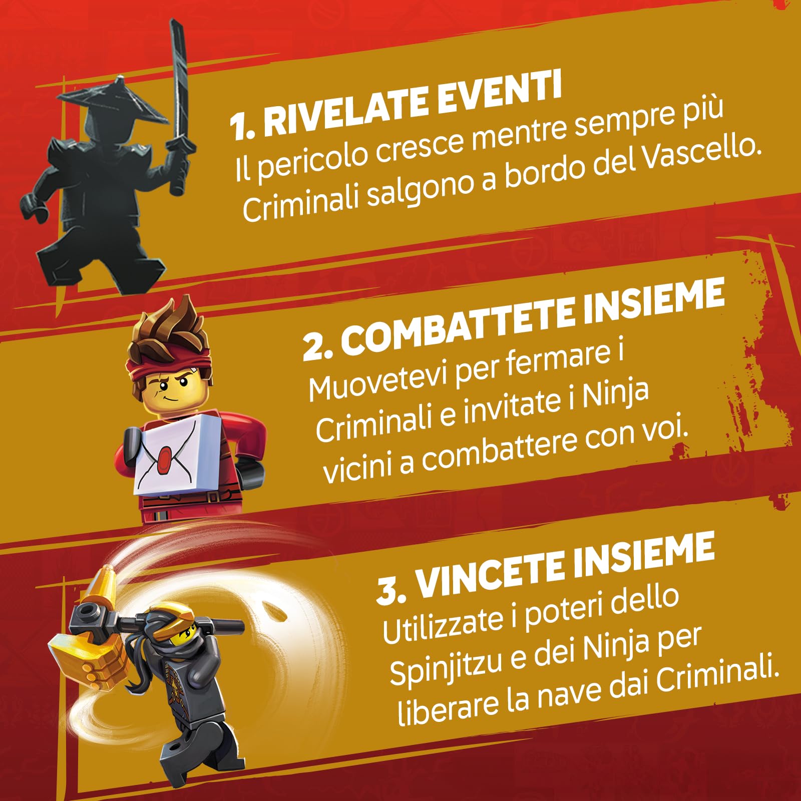Asmodee – LEGO NINJAGO: DESTINY'S BOUNTY ADVENTURES – Gioco LEGO Ninjago | Gioco da Tavolo Cooperativo di Avventura per tutta la Famiglia – 2-4 Giocatori – 8+ Anni – 30 Minuti – Edizione Italiana