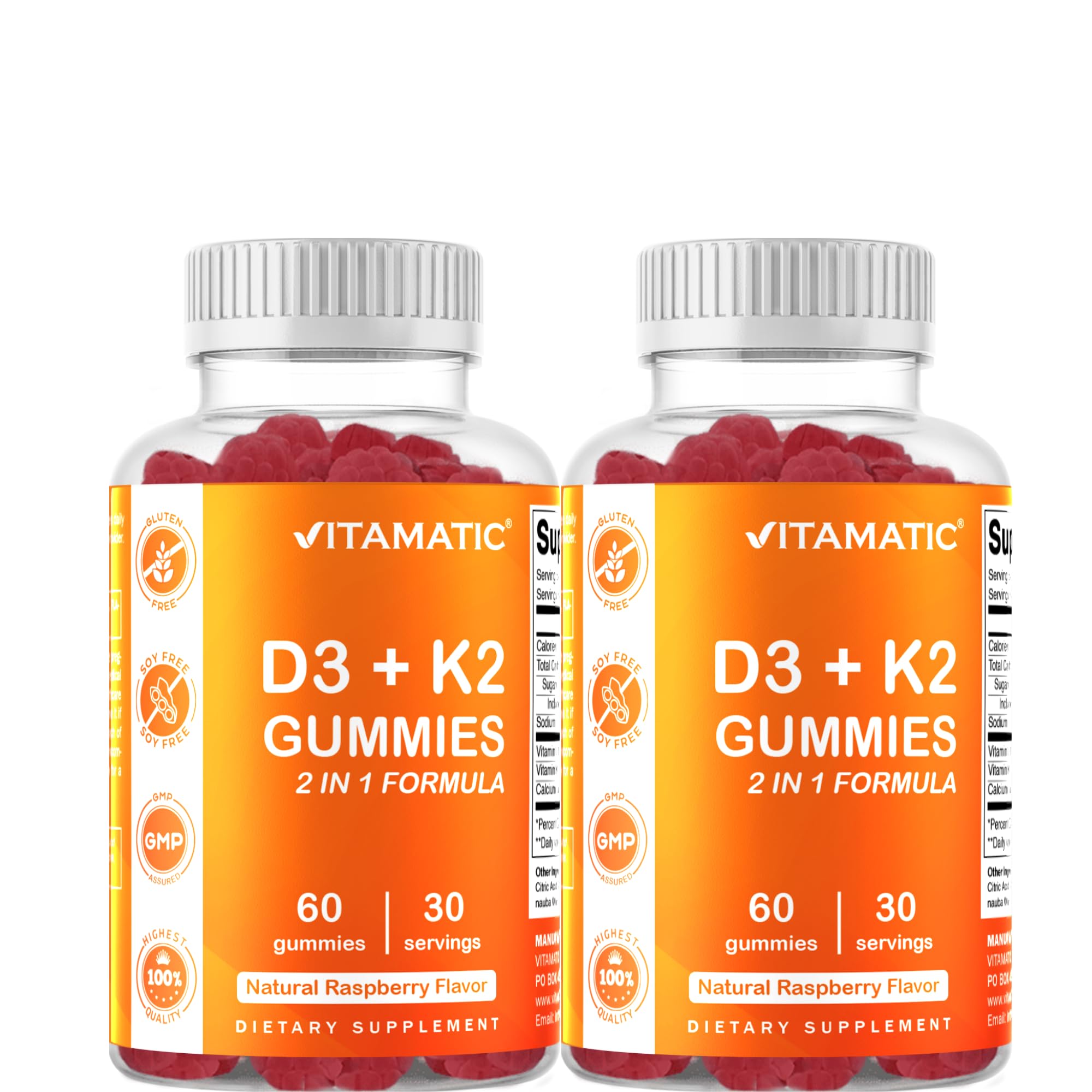 Vitamatic Vitamin D3 + K2 Gummies 60 Count - 2 Pack