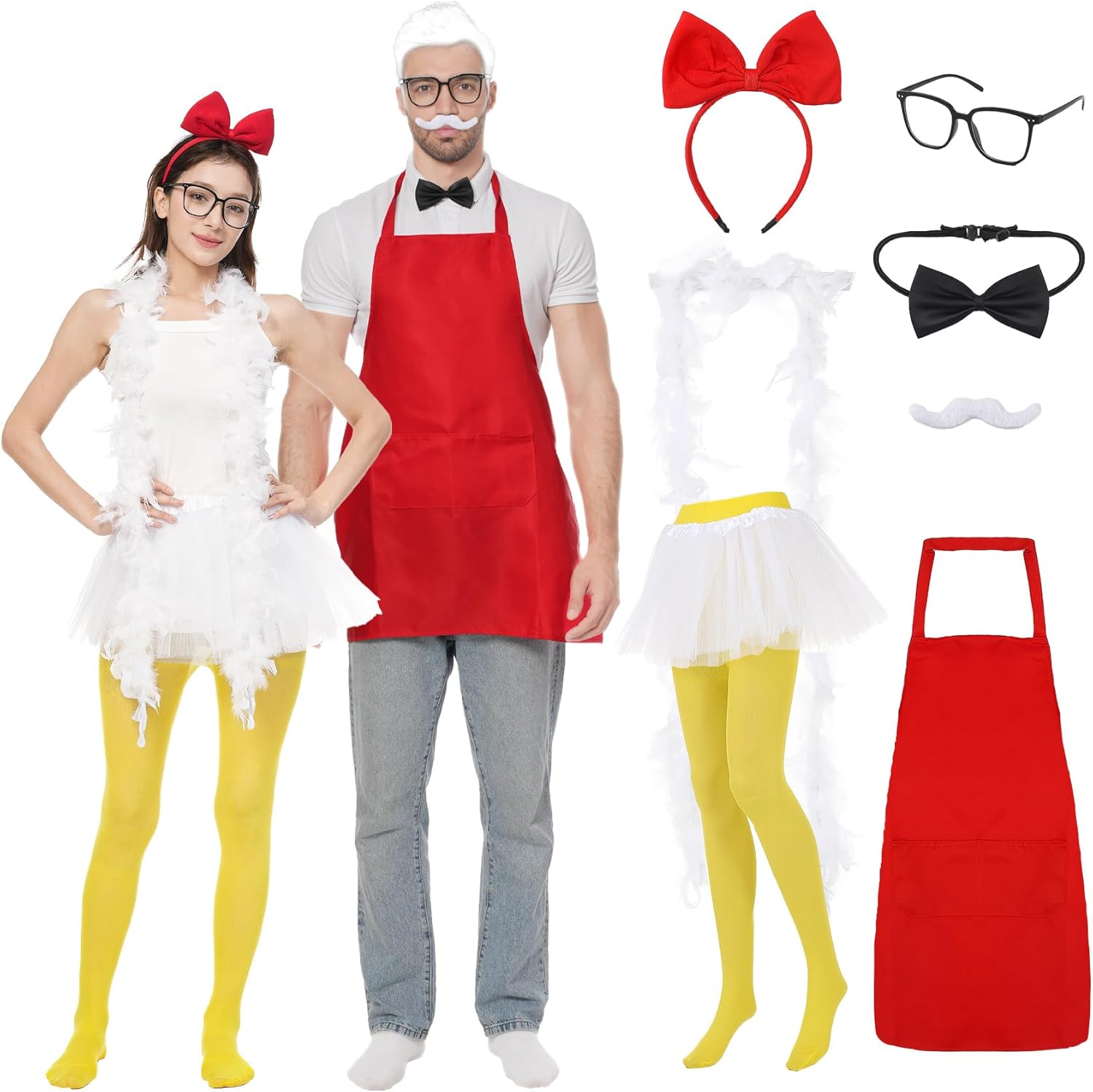 2 Pcs Chicken Couple Fast Food Costume Set for Couples Adult Men and Women Funny Chicken Costumes for Halloween