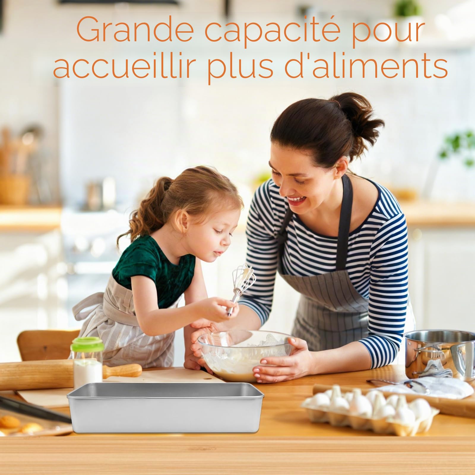 Lot de 2 moules à cake rectangulaires en acier inoxydable - 32 x 15 x 6,5 cm - 3,2 l - Pour gâteaux, pain et toasts, résistants au levain - Passe au lave-vaisselle