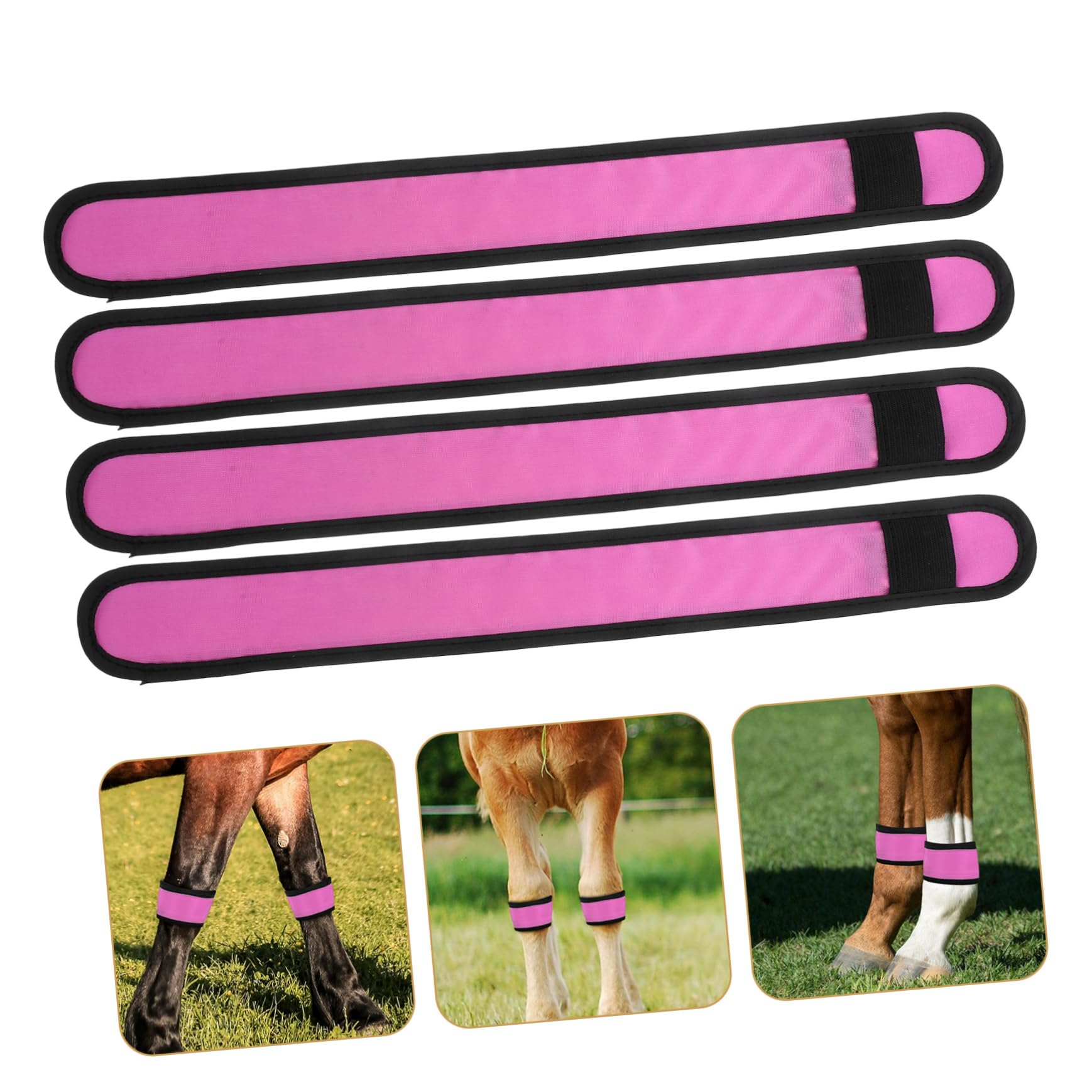 COLLBATH 4 Stück Leuchtendes Pferdebeinband aus Stoff Pferde Zubehör mit Hoher Sichtbarkeit und Verschleißfest für Sicheres Reittraining und Outdoor Aktivitäten