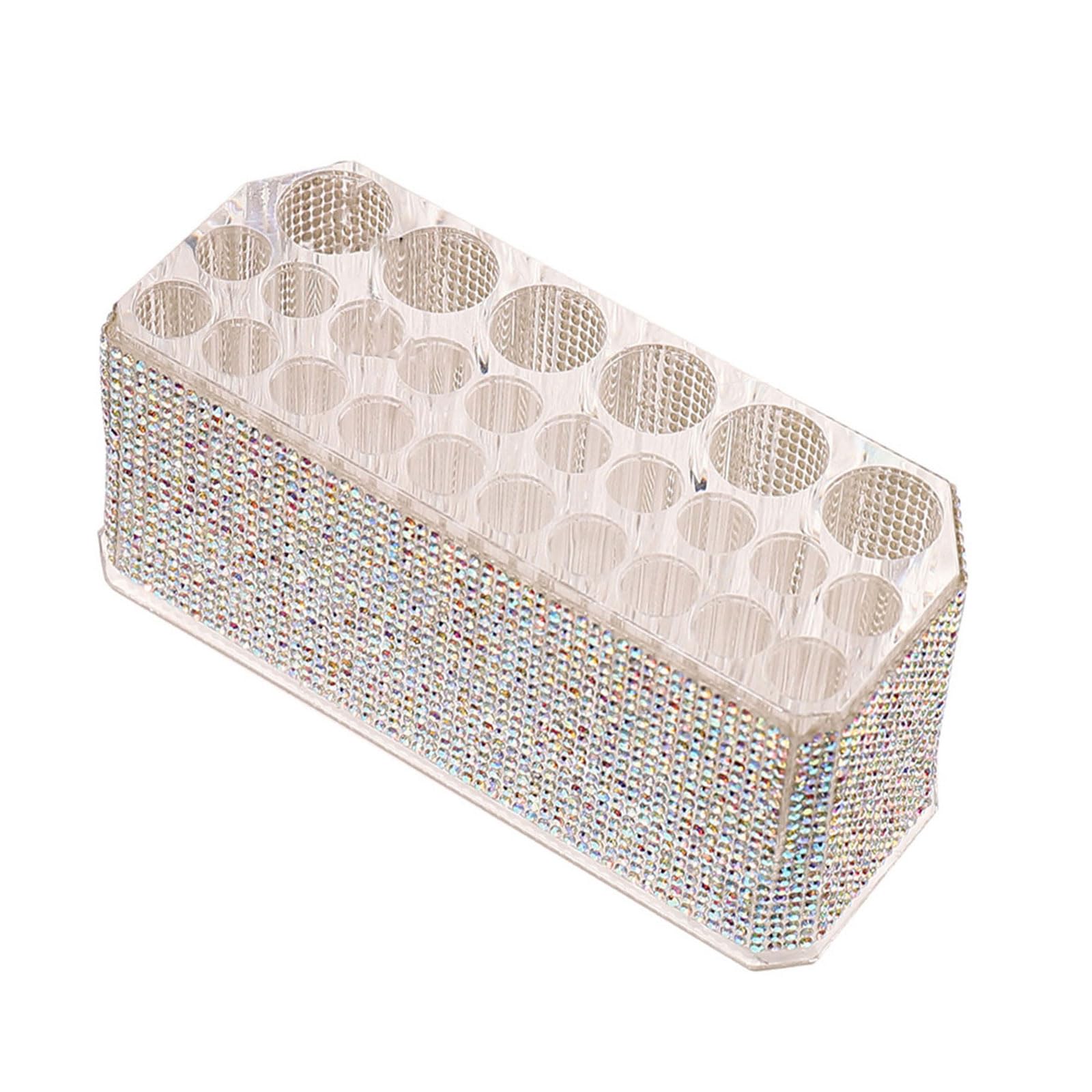 NUEAYMS Multipurpose Pen Organiser 26 Slot Cosmetic Brush Stand Rhinestones Acrylic Makeup Brush Organiser Dresser Rhinestones Cosmetic Pen