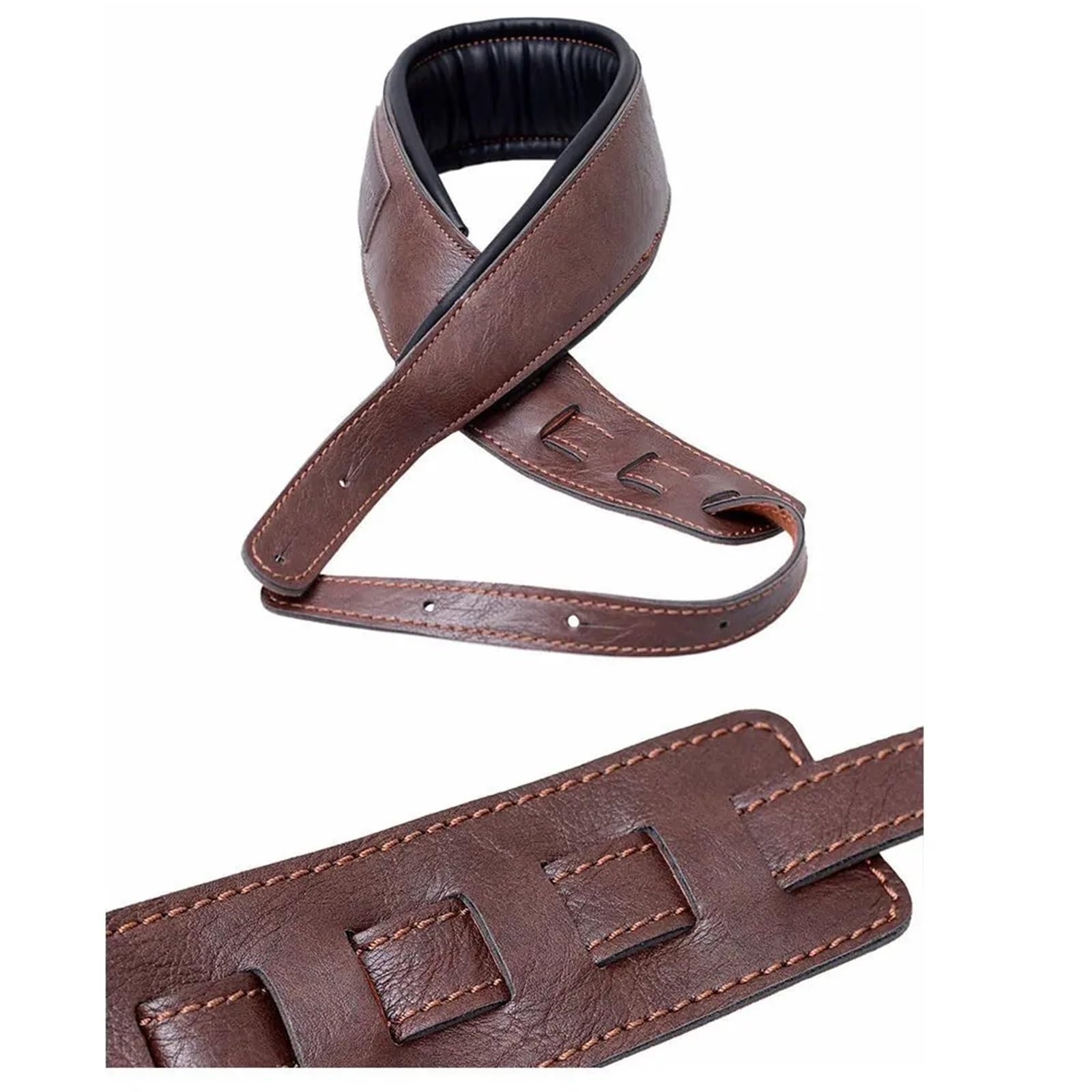 Guitarra de espalda, Correa de guitarra de cuero Correa de guitarra Correa de bajo de cuero PU suave con 3.5" de ancho