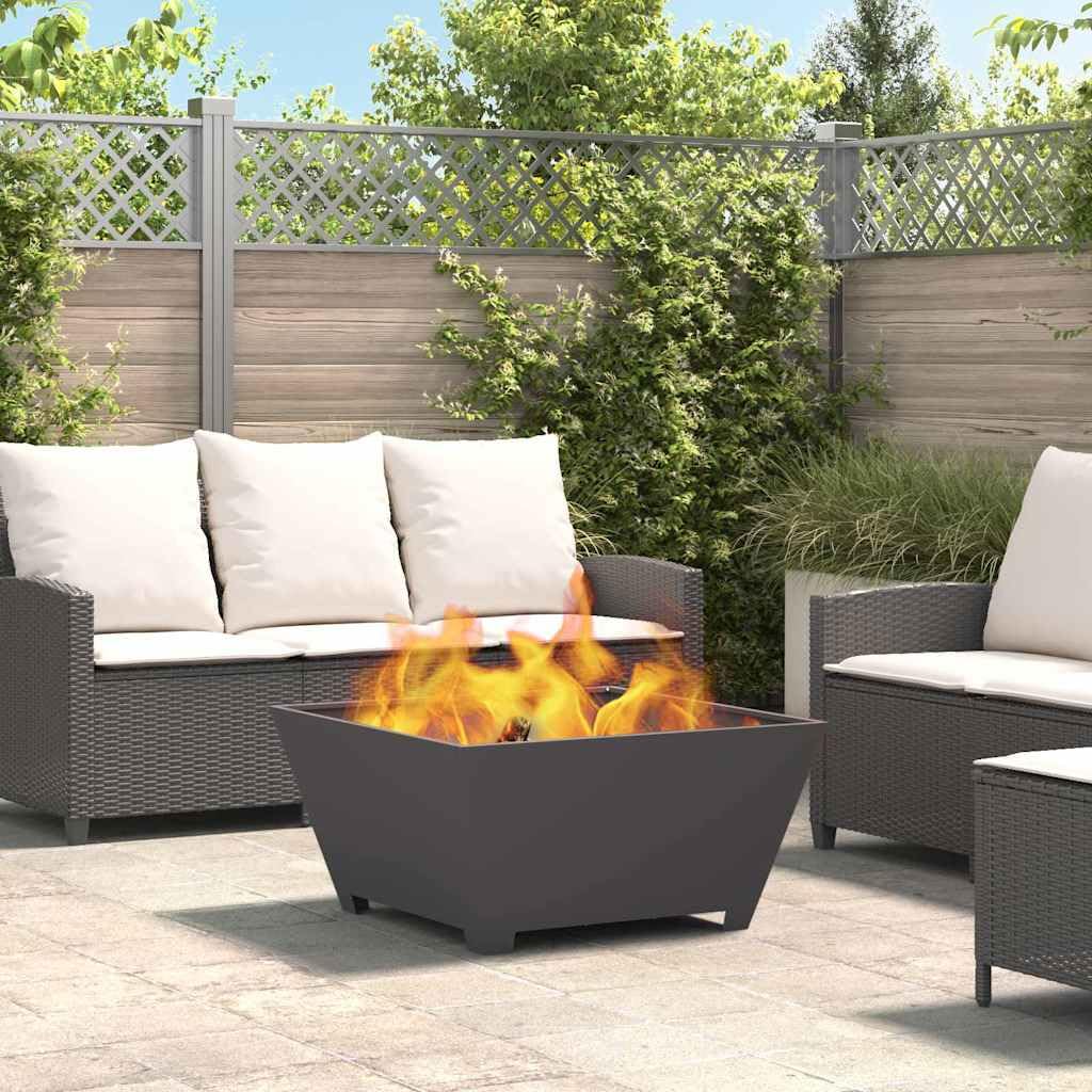 vidaXL Hoguera Negro 80 x 80 x 40 cm Acero, Hogar y jardín: fogata portátil, Cuadrada, Moderna, calefacción al Aire Libre, Resistente para reuniones
