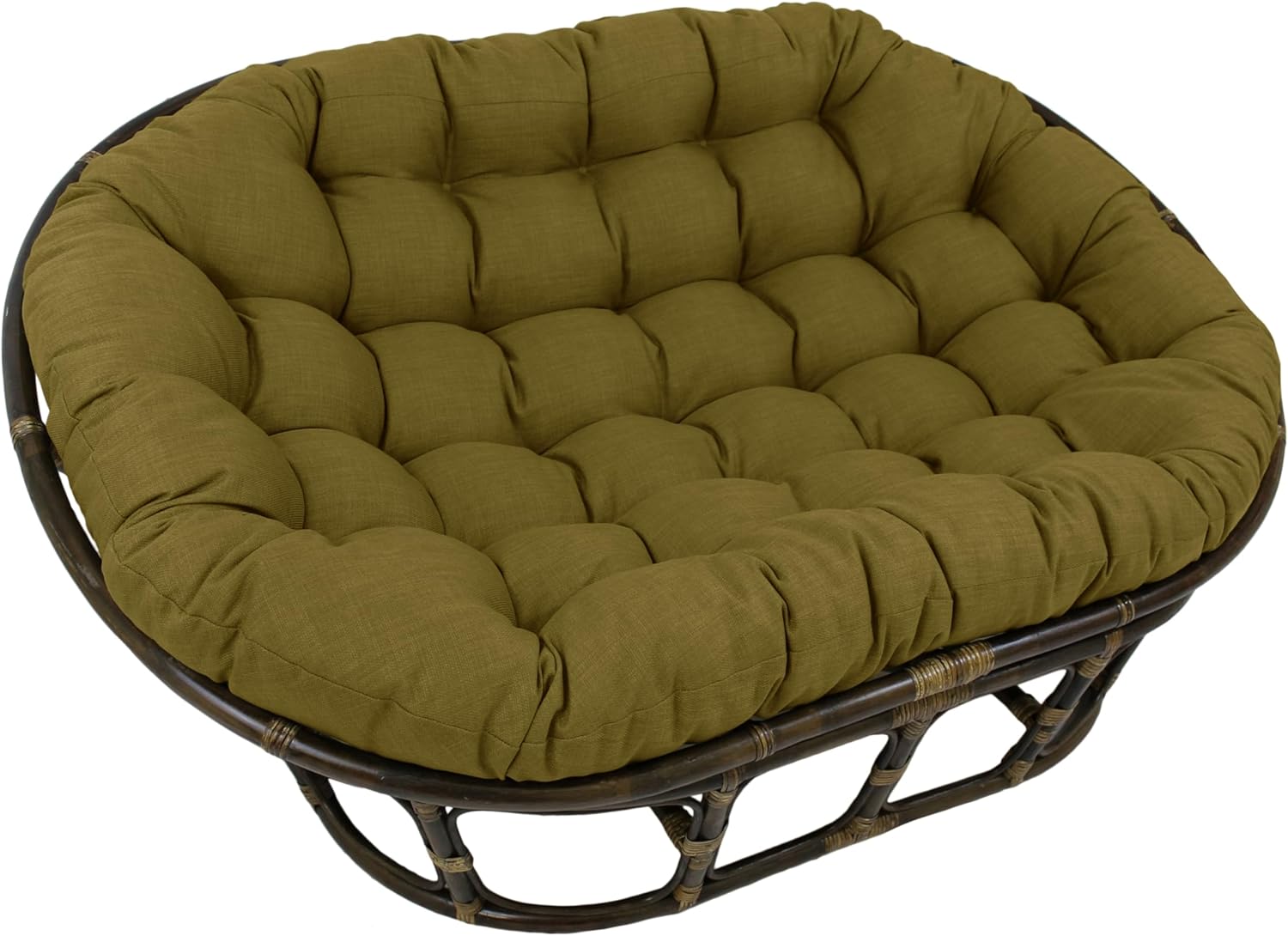 Blazing Needles Solid Outdoor Spun Polyester Double Papasan Cushion, 65" x 48", Avocado