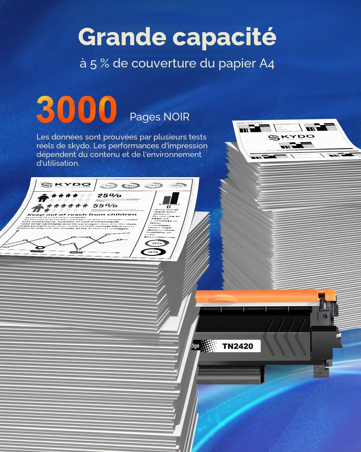 Skydo TN2420 2410 Cartouche de Toner Compatible pour Brother DCP-L2510D DCP-L2530DW DCP-L2550DN HL-L2310D HL-L2350DW HL-L2370DN HL-L2375DW MFC-L2710DW MFC-L2710DN MFC-L2730DW MFC-L2750DW(Noir, 1-Pack)