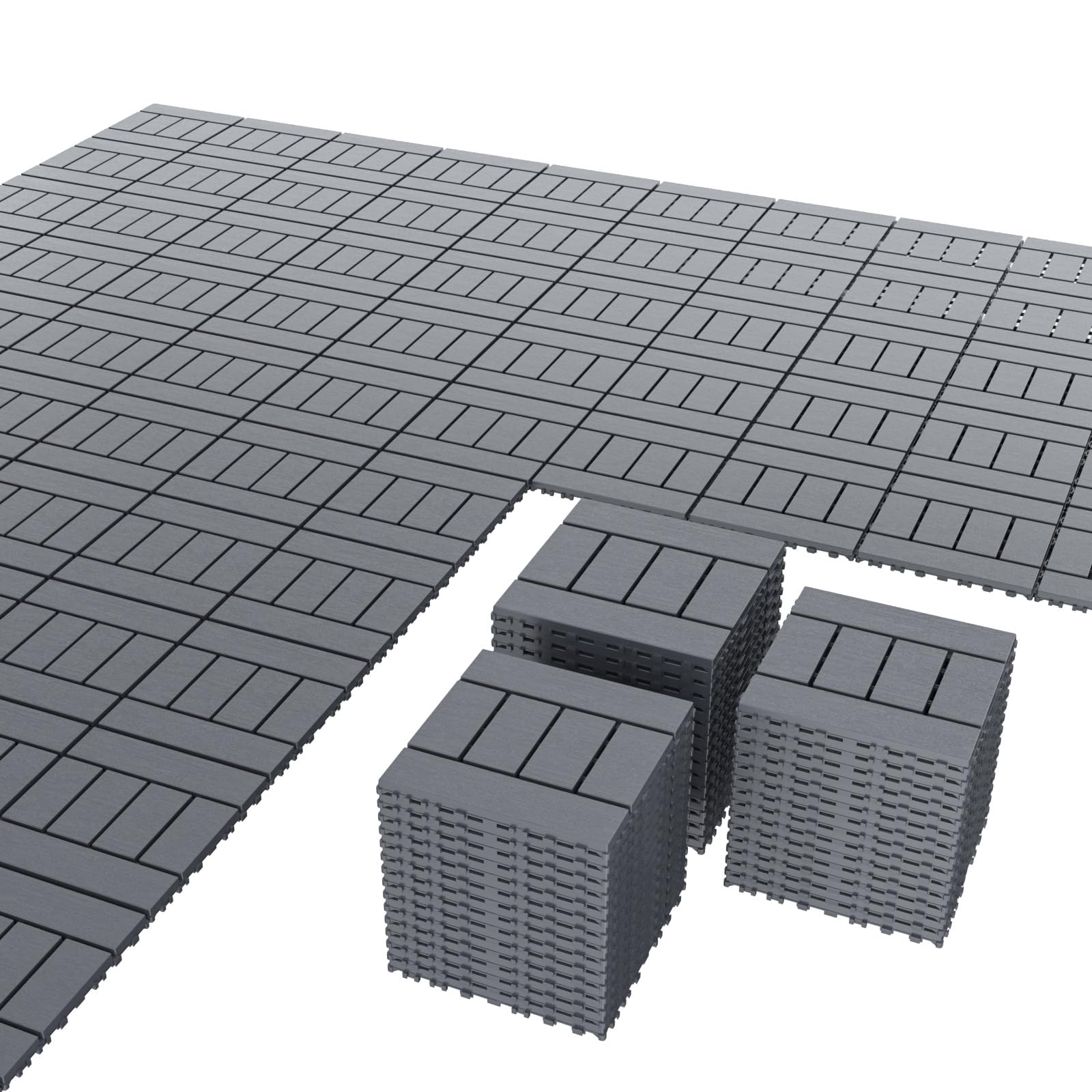 Airsell Interlocking Deck Tiles | Plastic Outdoor Flooring for Patio, Garden & Balcony | Waterproof & All-Weather | Anti-Slip Surface (Dark Gray IBTPK- 44 Pcs (44 Sq Ft))
