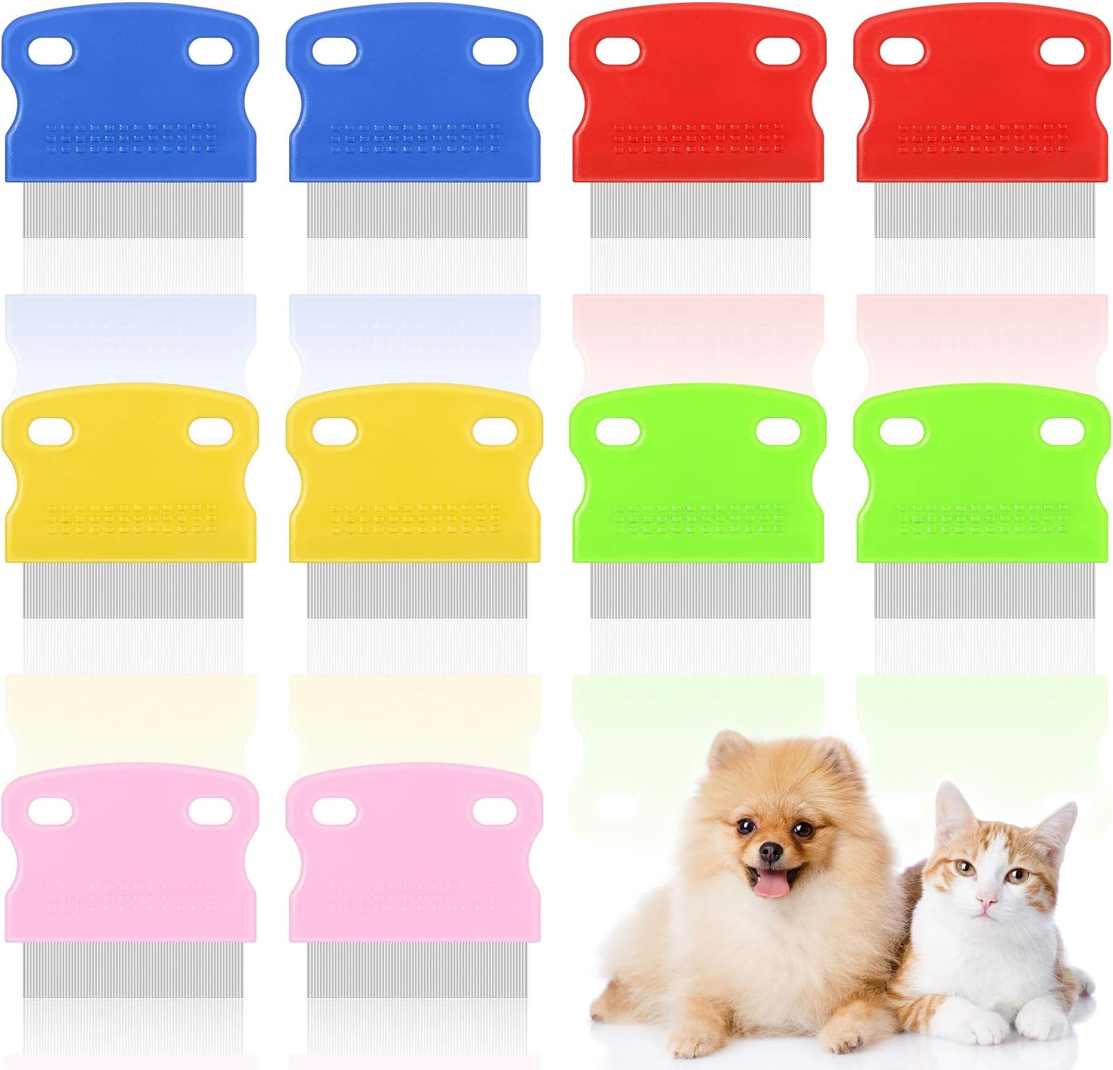 10 Pieces Tear Stain Remover Comb Dog Flea Comb Pet Grooming Comb Stainless Steel Teeth with Plastic Handle for Medium and Small Dogs Cats Removing Flea Dandruff Flakes and Stain
