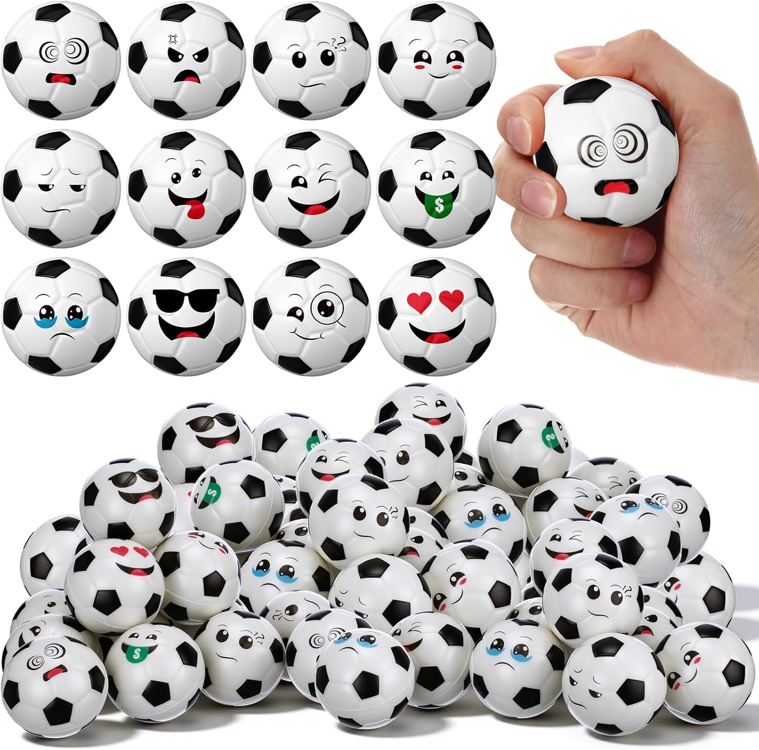 Libima 120pcs Mini Face Stress Balls Bulk 2 Inch Foam Face Squeeze Balls Small Funny Anxiety Relief Toy for Kid Adult School Gift Class Prizes Party Decoration Supplies (Yellow)