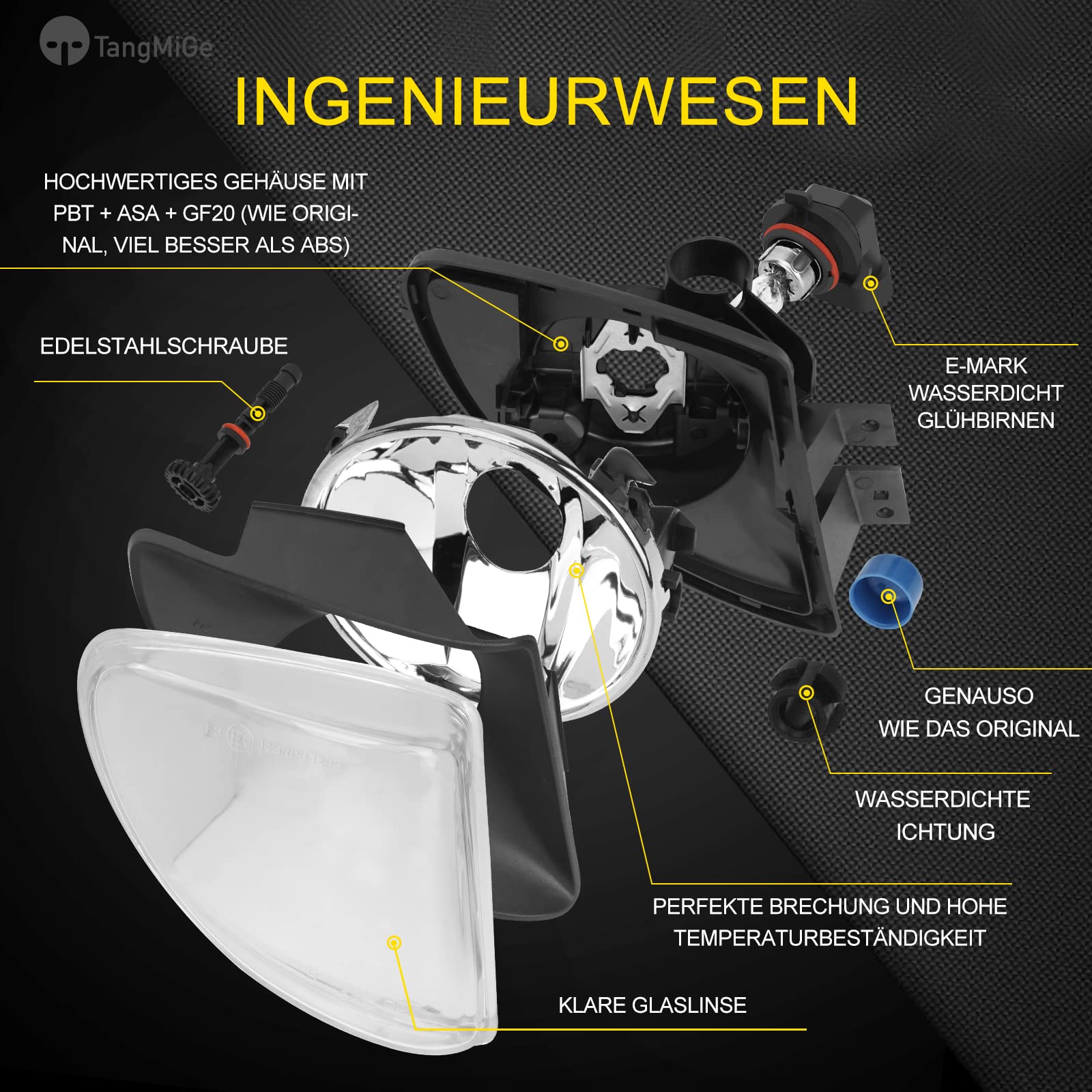 TangMiGe Nebelscheinwerfer Für BMW 5er F10/F11 (2009–2013) – Standard Stoßstange, Schwarz Rauchglas