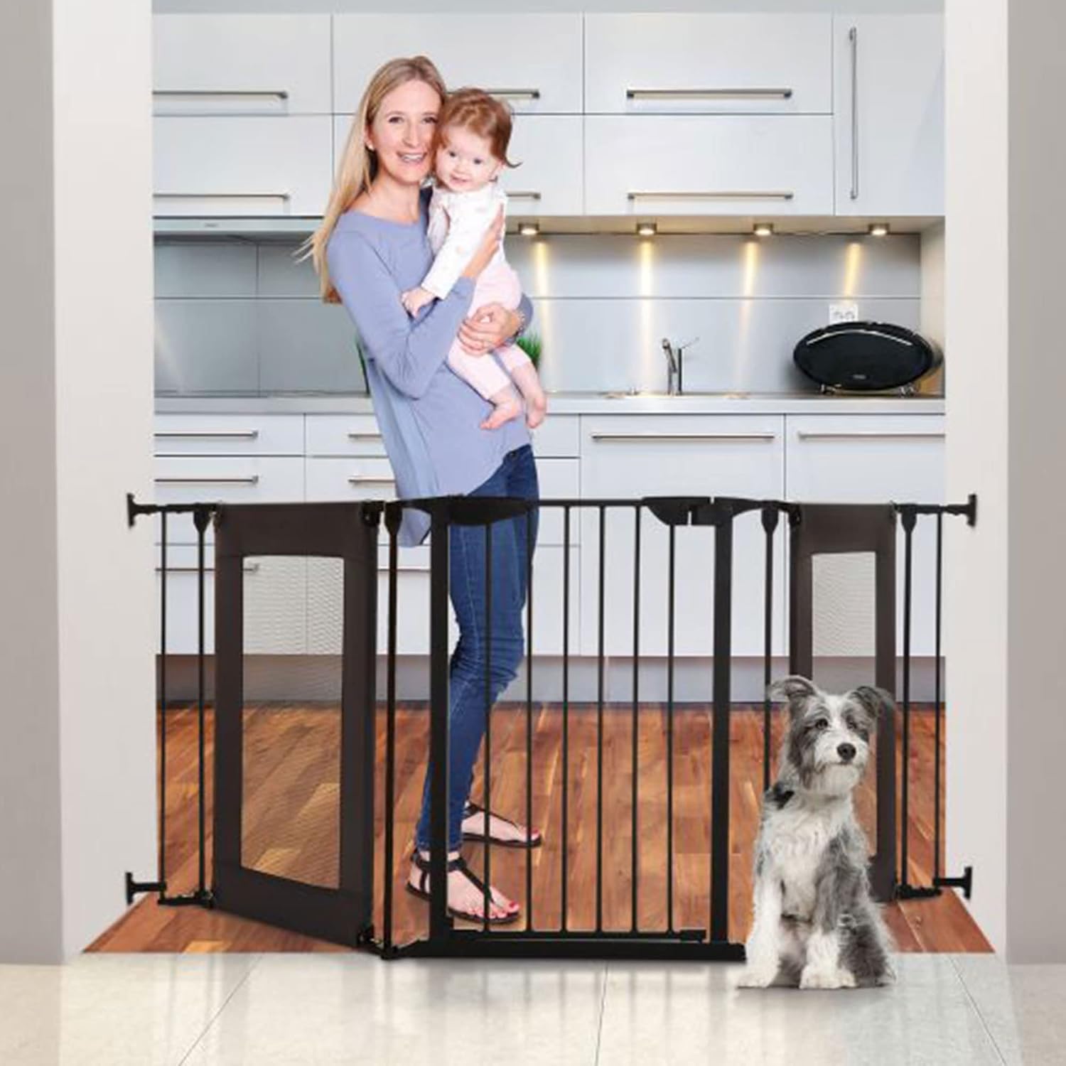 Dreambaby Denver Adapta Extra Wide Baby Safety Gate for Doorways, Hallways and Stairs - Fits Irregular Openings and Wide Areas - Mesh