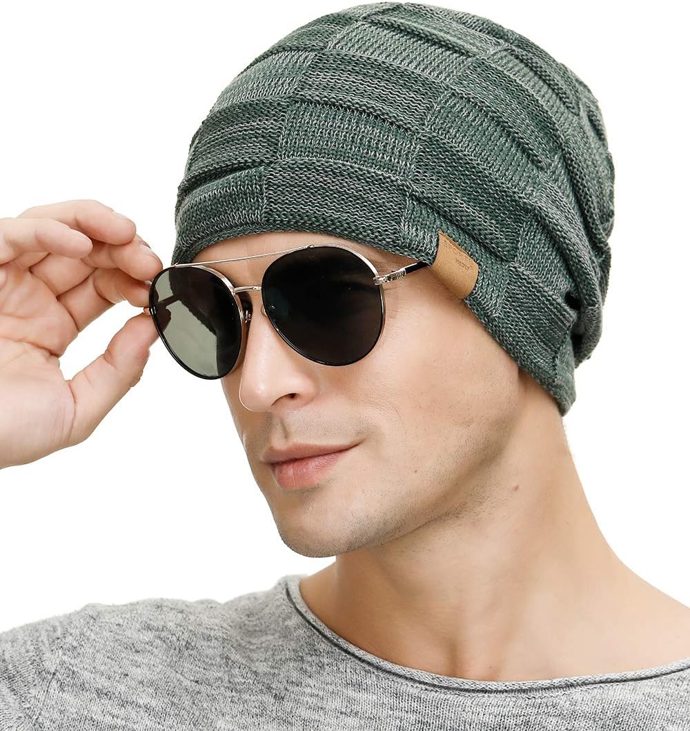 Vgogfly Slouchy Beanie for Men Winter Hats for Guys Cool Beanies Mens Lined Knit Warm Thick Skully Stocking Binie Hat Pairs - Image 3