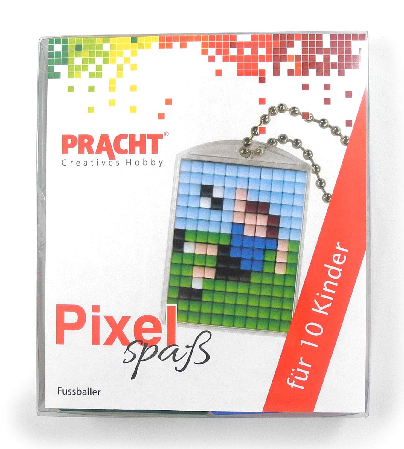 Pracht Creatives Hobby Pixel P90058-15501 Fun Craft Set Football with 10 Pixels/Medallions for Pixeling, Easy Plug-in System Without Ironing or Gluing, for Children's Birthdays, Craft Afternoons