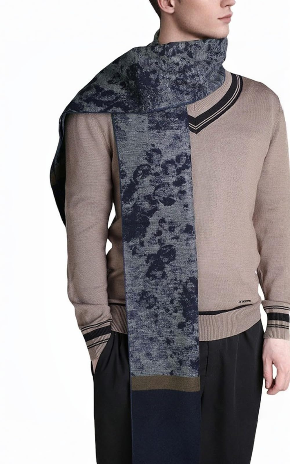 Bufanda de seda reversible para hombre ideal para trayectos de invierno 6