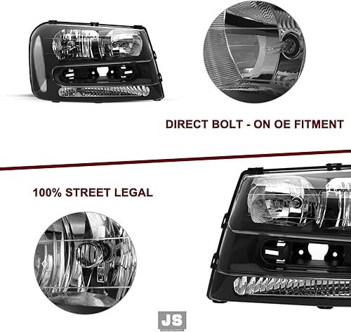 Miniatura 6 de JSBOYAT Conjunto de faros delanteros con bombillas de repuesto para Chevy Trailblazer 2002-2009 con rejilla de ancho completo para el lado del