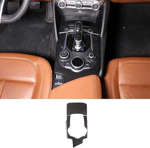 Miniatura 1 de CHEYA Fibra de carbono ABS para Alfa Romeo Giulia 2017-2019 Interior del coche consola central cambio panel cubierta ajuste auto accesorios