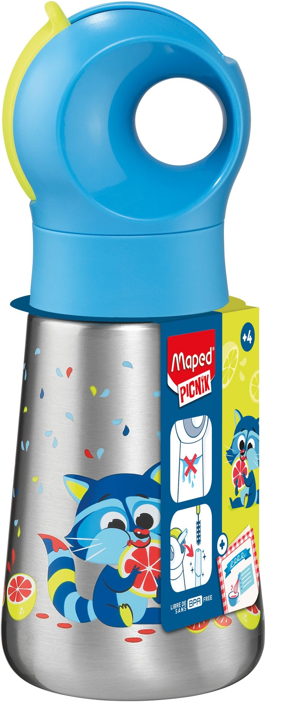 Maped Stainless Steel Bottle 350ML MINIZ Raccoon