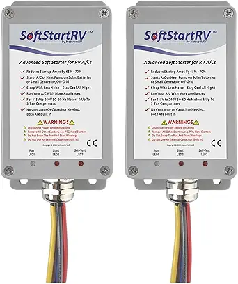 SoftStartRV RV AC Soft Start Kit - Easy Start for Air Conditioner, 100% Waterproof, Trailer Camper, Motorhome HVAC - Pack of 2