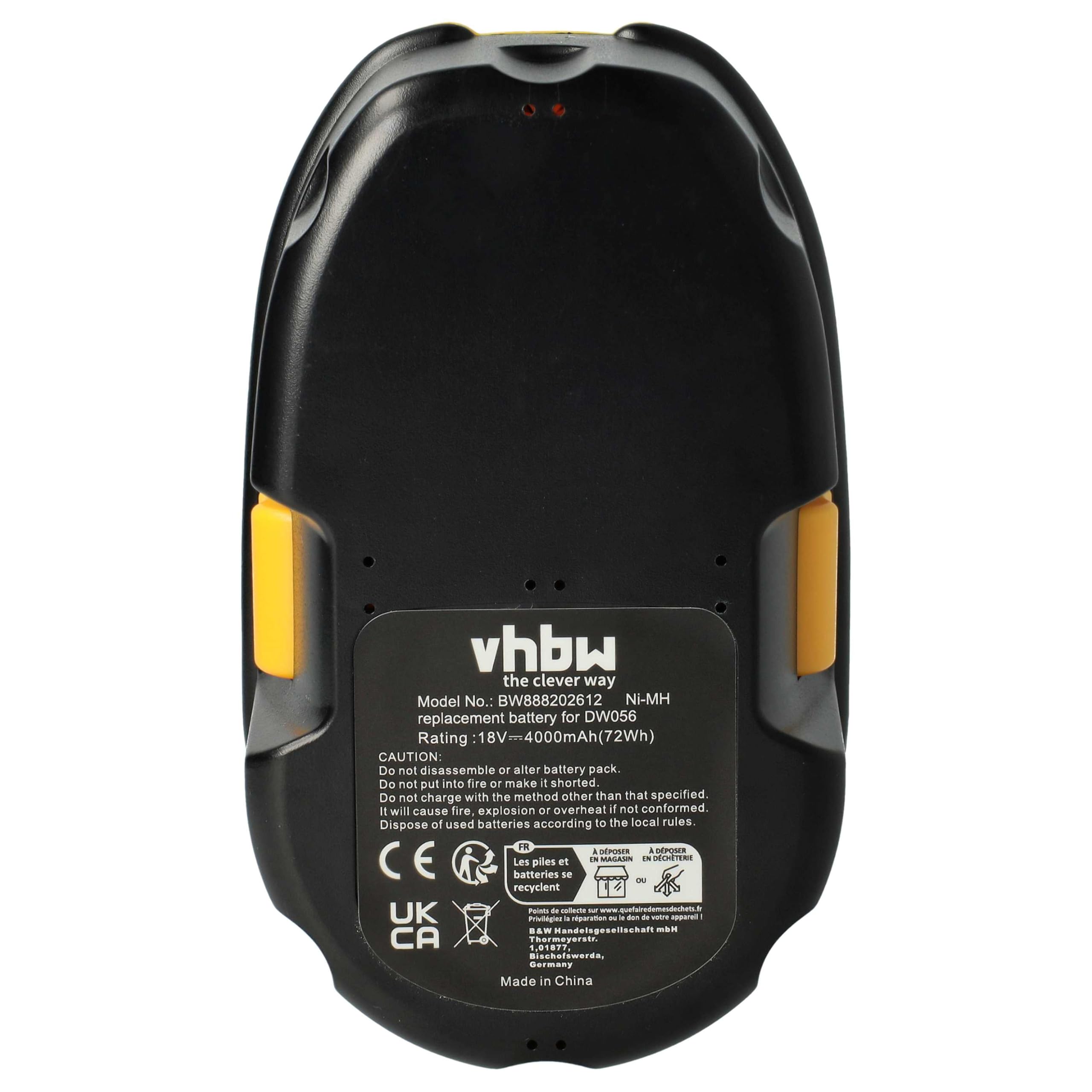vhbw 2x batteria sostituisce Dewalt DC9096, DE9098, DE9039, DE9095, DC9099, DE9096, DE9503, DW9095 per utensile (4000 mAh, NiMH, 18 V)
