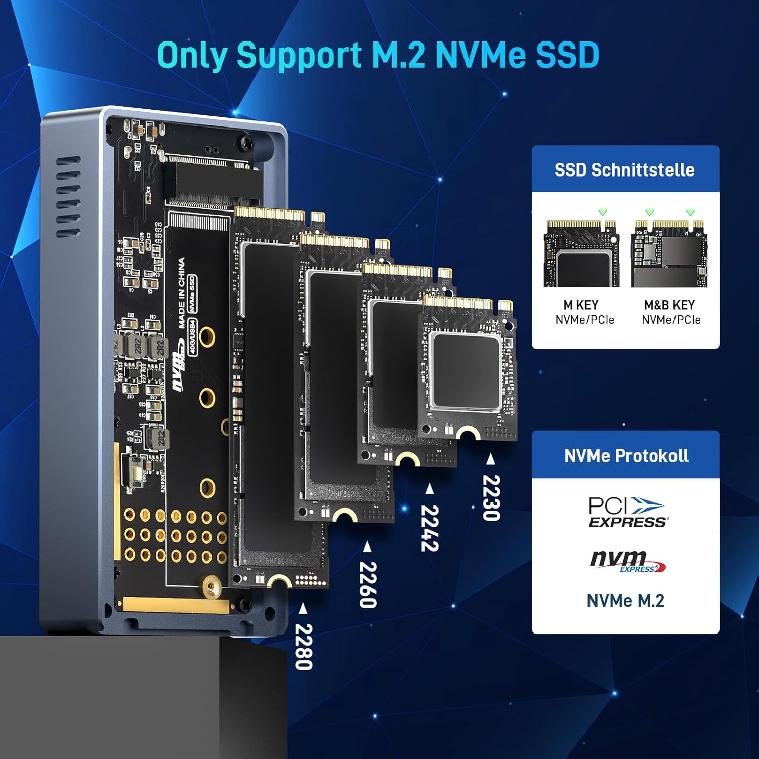 FIDECO 40Gbps M.2 NVMe SSD Enclosure, M.2 NVMe to USB Adapter with RGB Light, USB4 SSD Reader Compatible with Thunderbolt 4/3, USB4/3.2/3.1/3.0, Support UASP & Trim