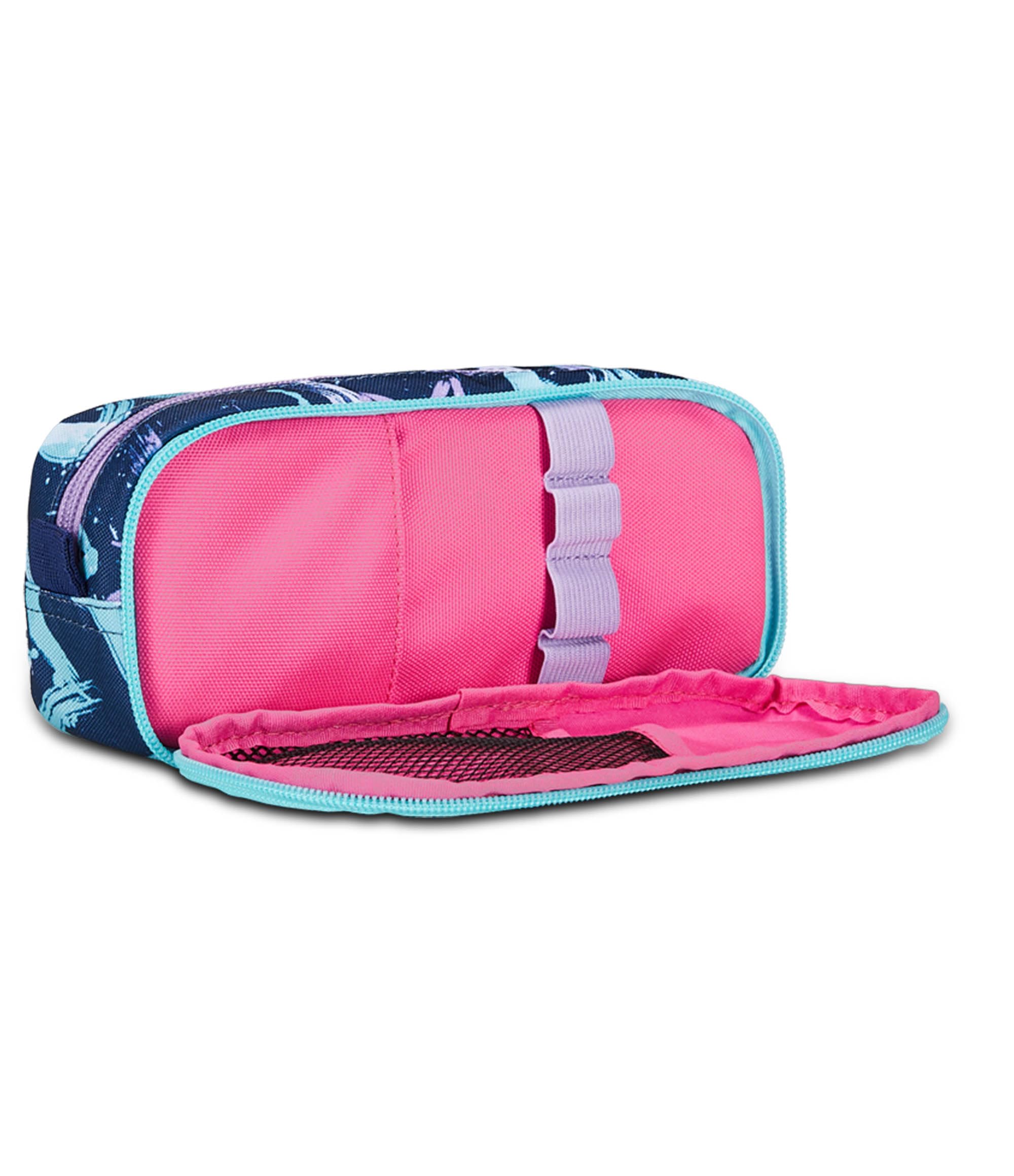 Seven Portapenne Scuola 2 Zip, Viola Blu, Cristal Purple, Bustina Doppio Scomparto Con Organizer, Tasche ed Elastici Porta Penne, Accessori Zaino, Medie, Superiori, Bambina Ragazza,