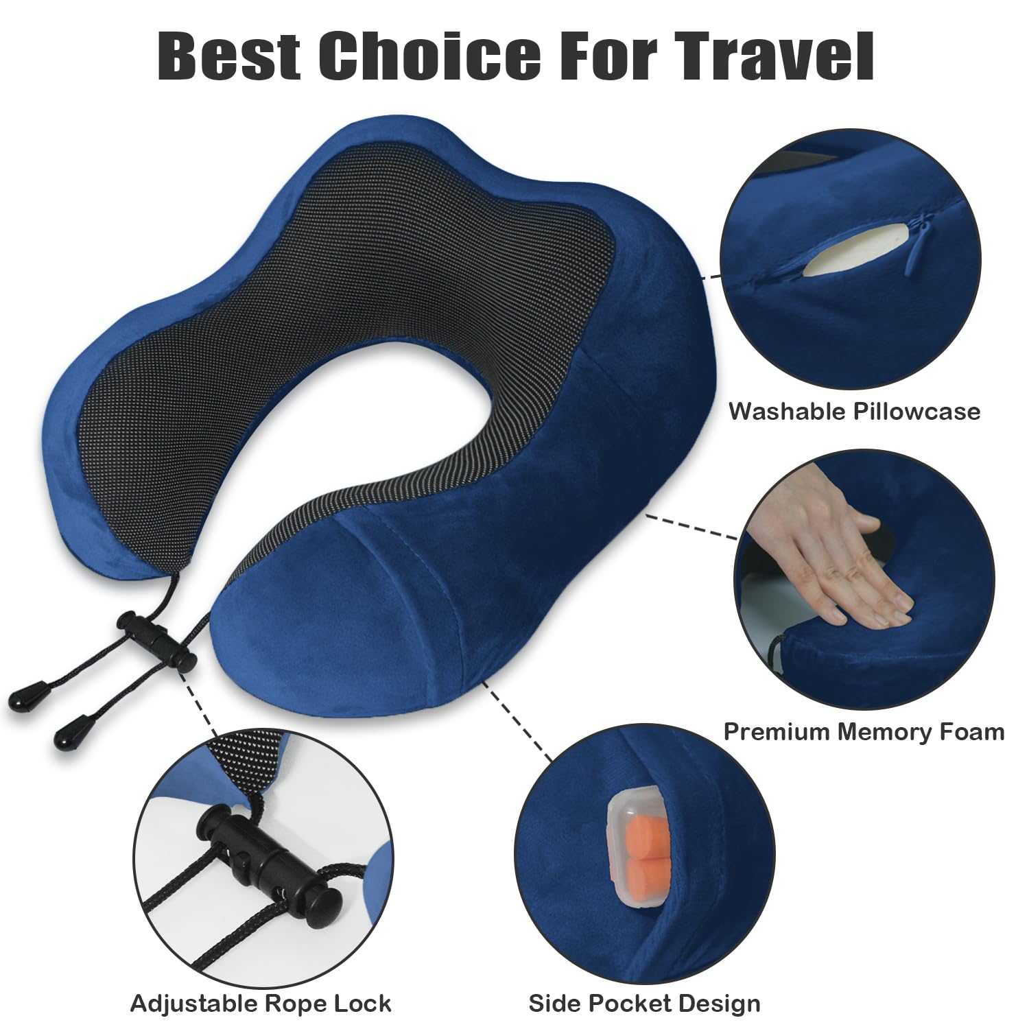 Travel Pillow, Memory Foam Neck Pillow For Traveling, U Shape