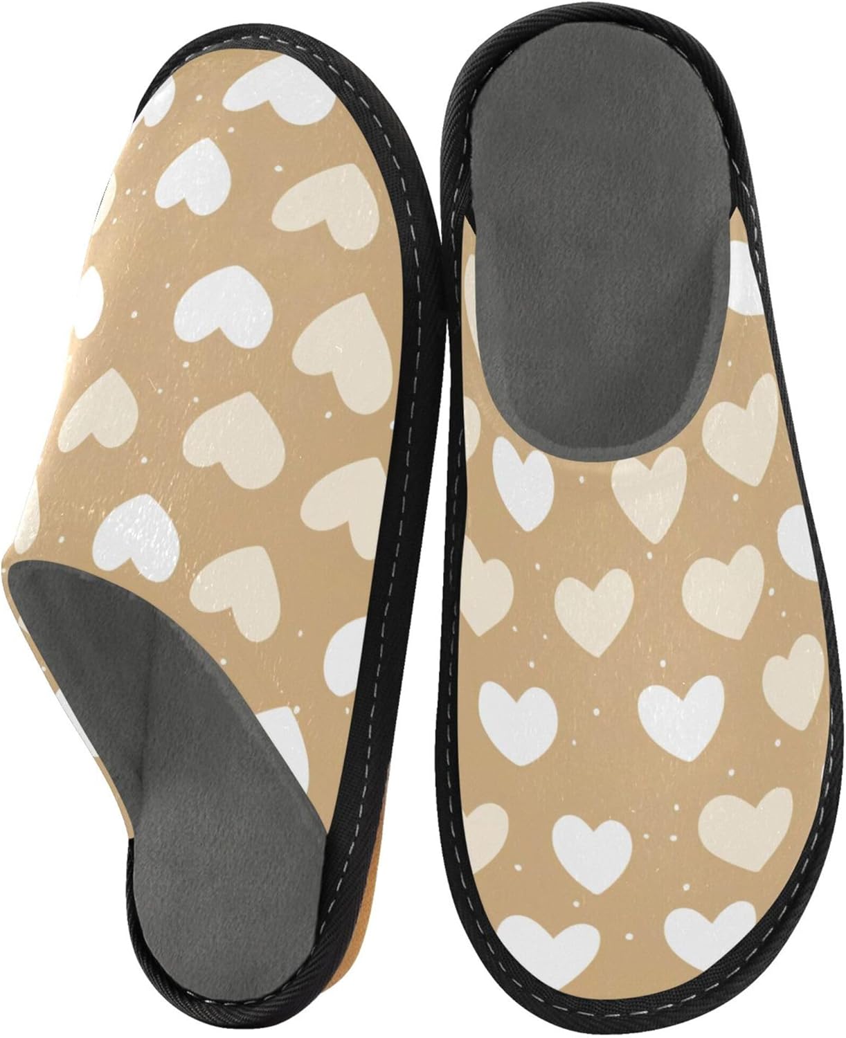 Hearts House Slippers – Cozy Fuzzy Slippers for Guests, Washable & Disposable, Perfect for Shoeless Home, Spa & Hotel Use A111881
