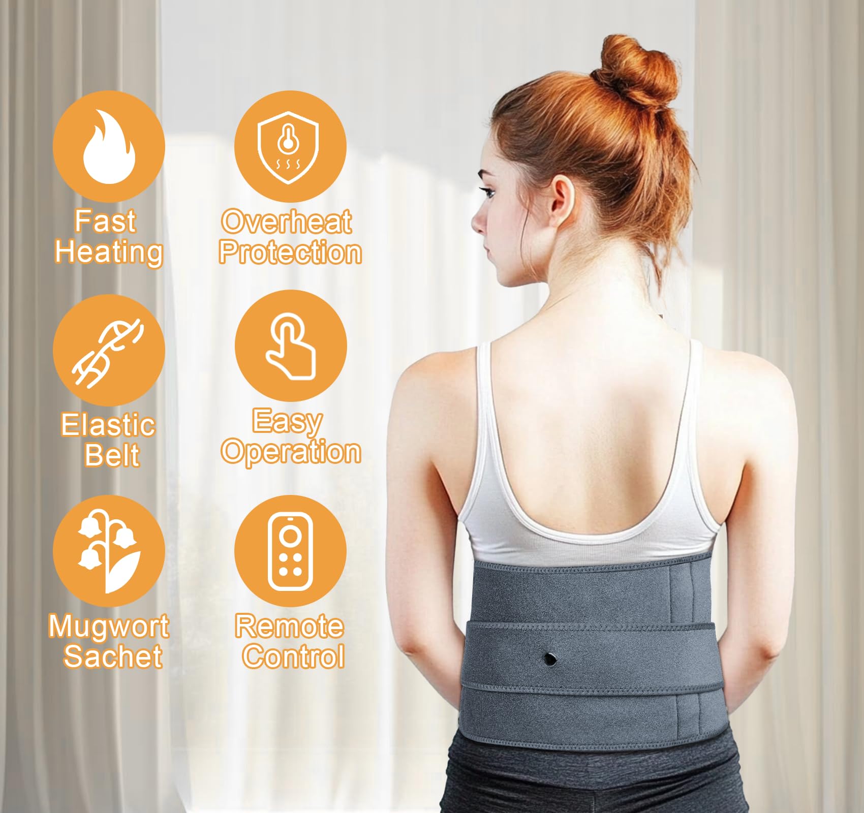 ilauke Ceinture Lombaire Chauffante, Coussin Chauffant Pour La Taille Sans Fil avec 3 Modes De Massage et 3 Niveaux de Température, pour Soulager des Douleurs Lombaires, Abdominales