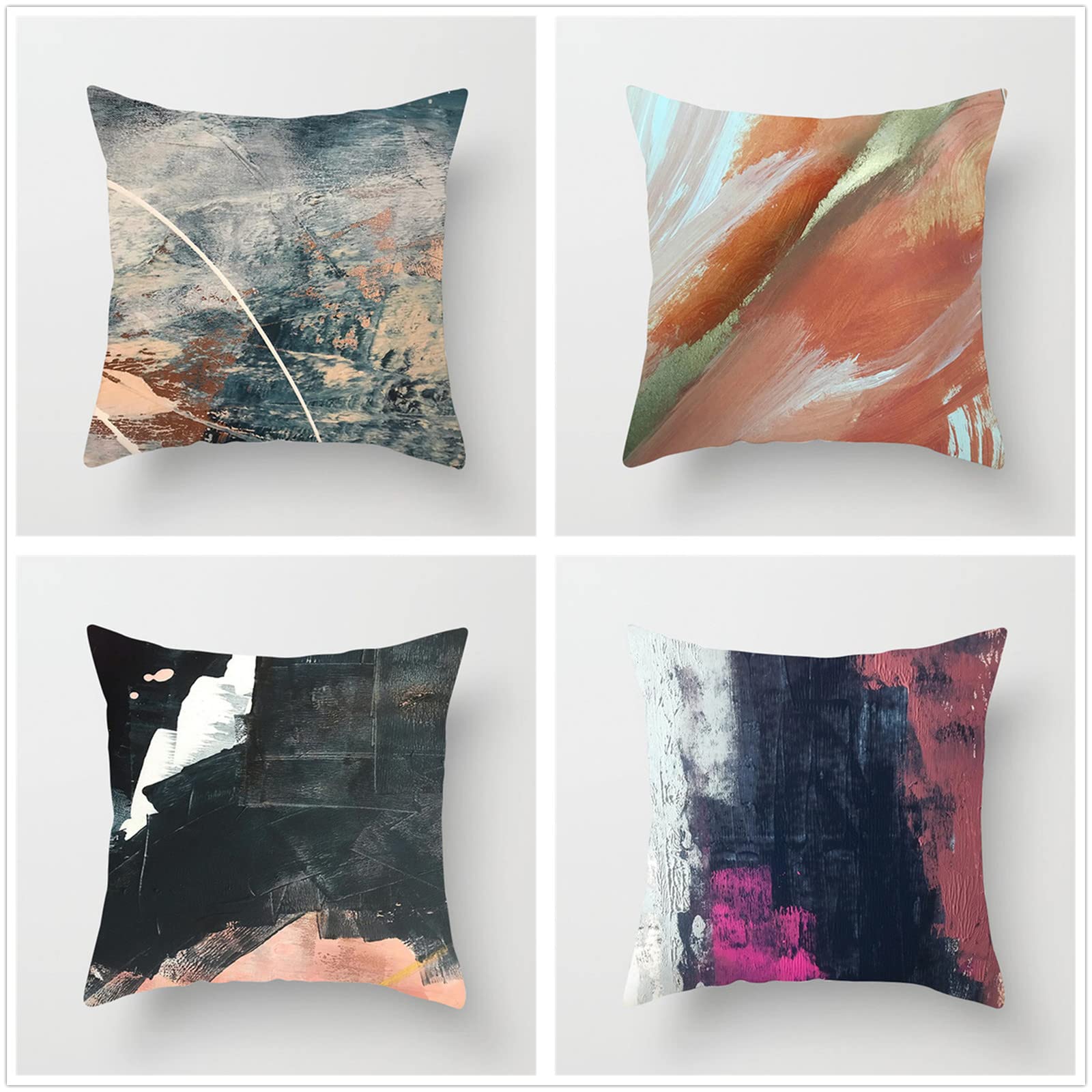Set di 4 Fodere per Cuscini 100x100cm,cuscini per divano Nordico astratto Giardino Esterno Fodere per Cuscini Decorativi Short plush Quadrate per Cuscino,per Casa Soggiorno Camera da Letto Divano A375