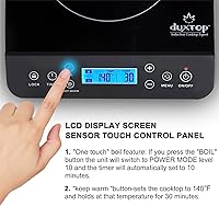 Vista 5 de Duxtop Placa de cocción de inducción portátil, quemador de encimera, placa caliente de inducción con sensor LCD táctil de 1800 vatios, negro 9610LS