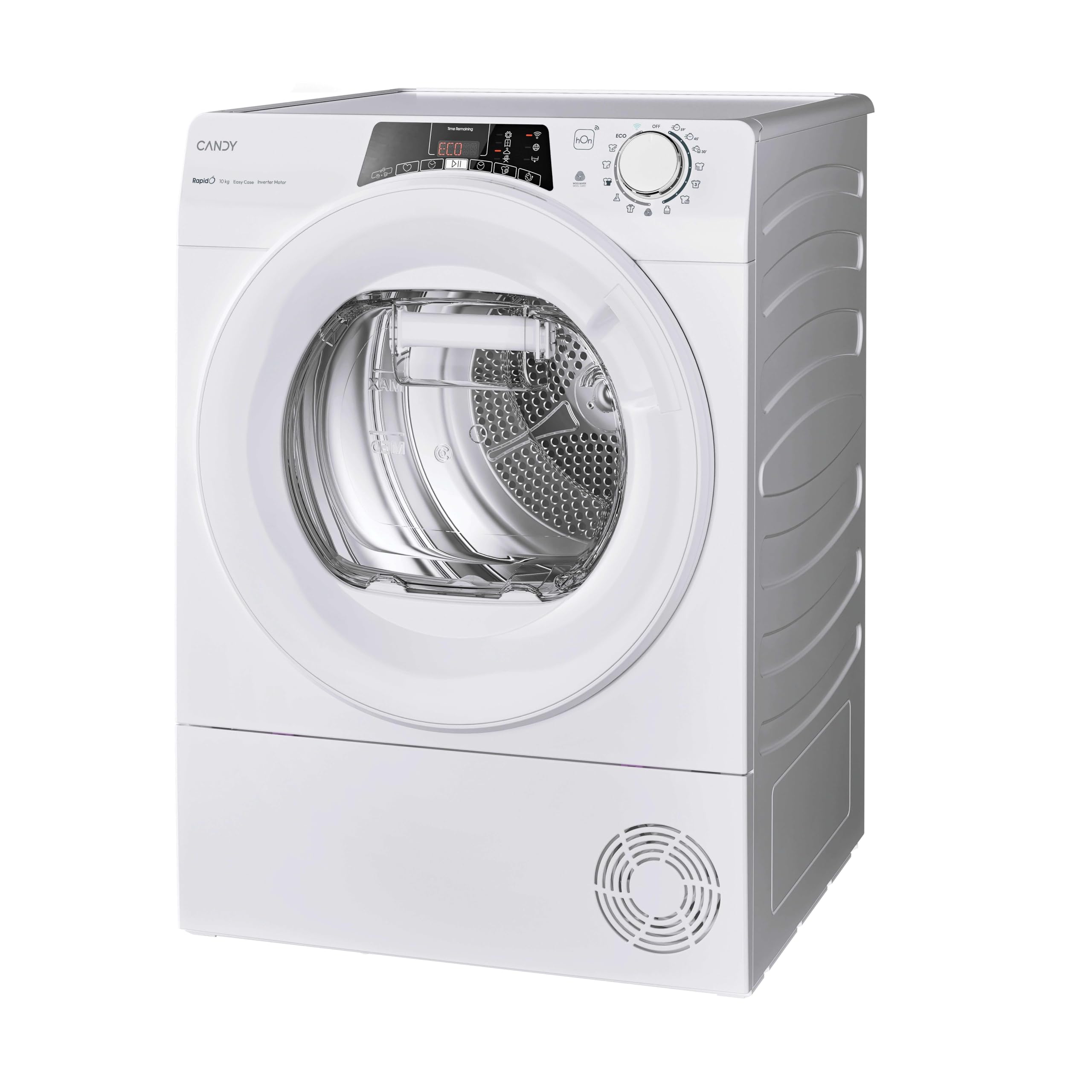 Candy RapidÓ RO EH10N3TE-S - Secadora de 10 kg con bomba de calor, motor inversor, programa de planchado fácil, conectividad Wi-Fi + BLE, 85 x 59,6 x 58,5 cm (alto x ancho x profundidad), blanco-clase | RO EH10N3TE-S - Motor Inverter, planchado fácil, Wi-