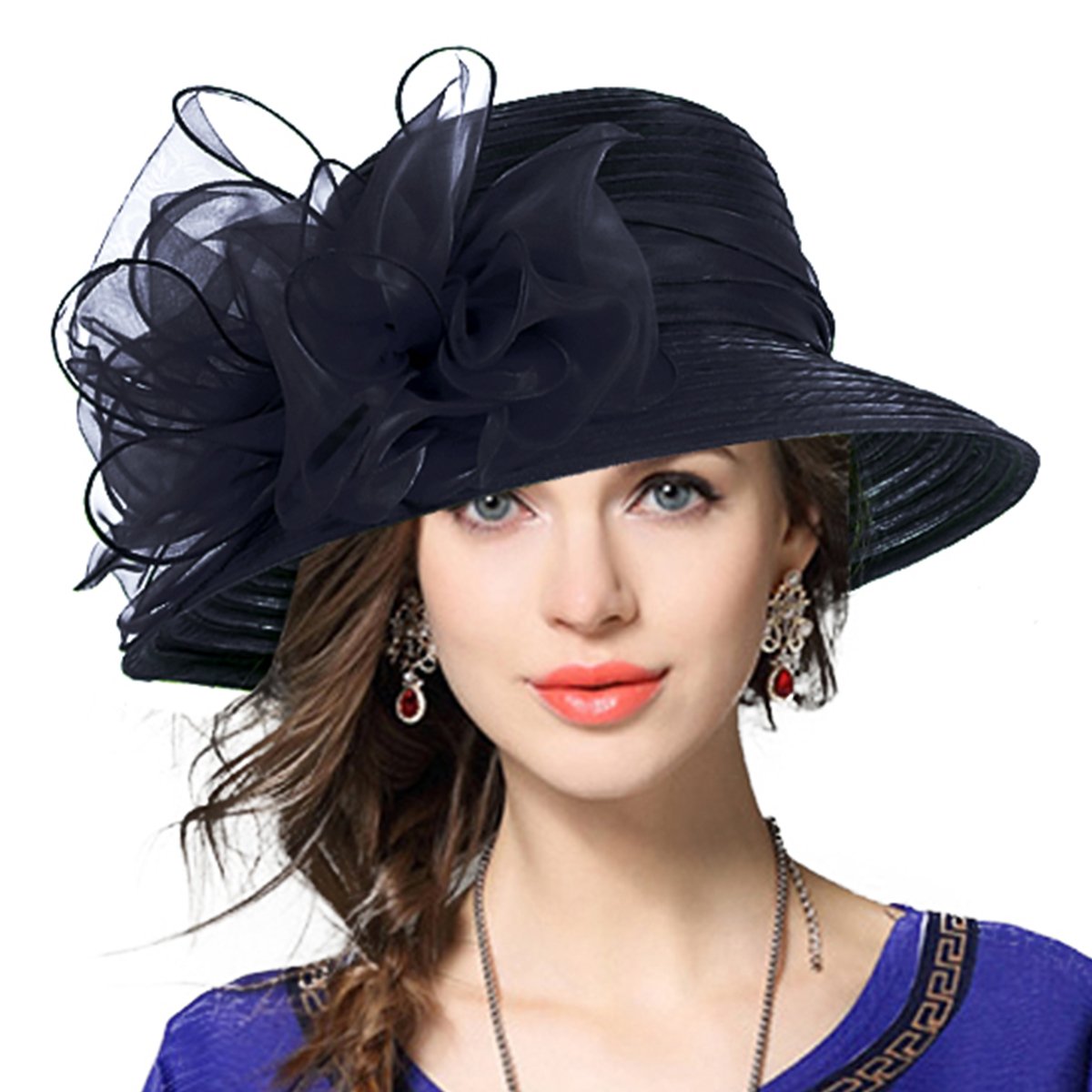 VECRY Señora Oaks Derby Iglesia Vestido Sombrero Bucket Boda Bowler Sombreros