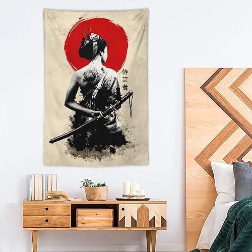 Miniatura 5 de JOKIMAL Póster de geisha samurai de mujer japonesa, arte de pared, decoración de pared, apartamento, hogar, dormitorio, decoración de pared para