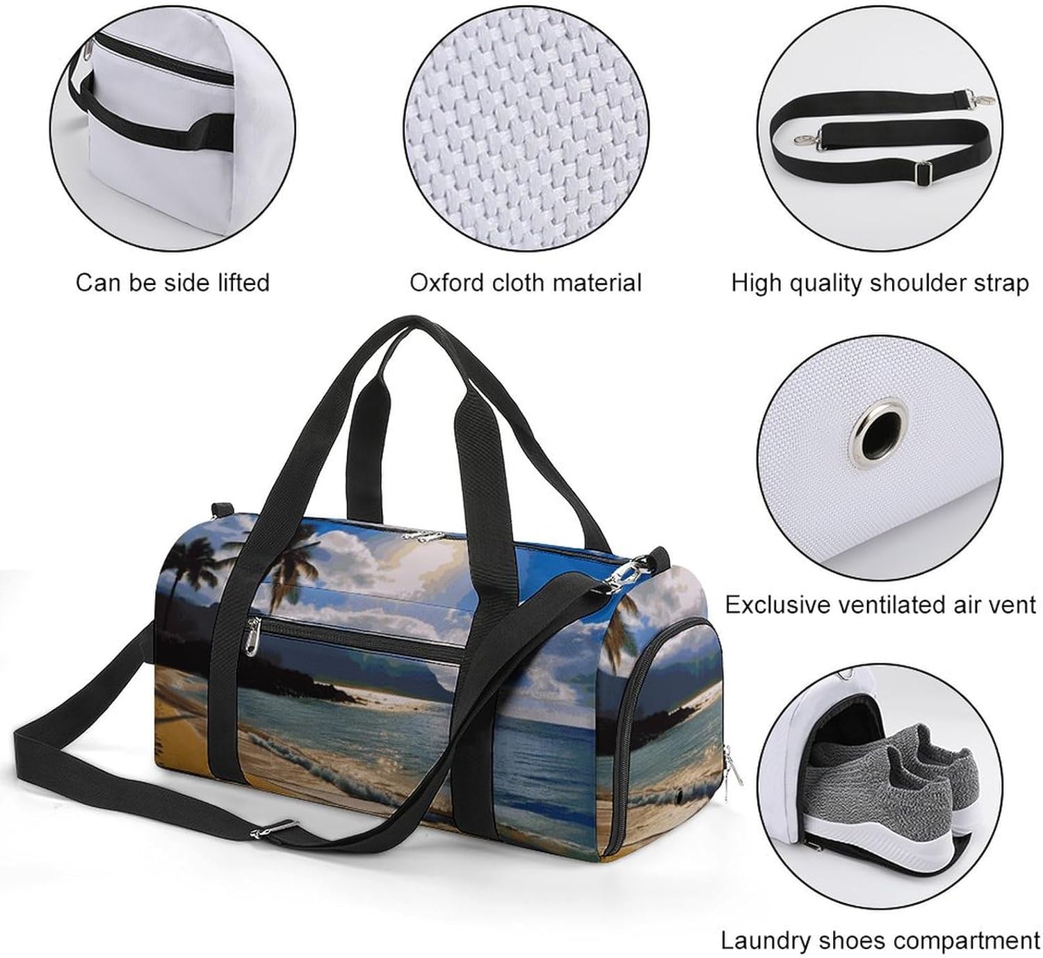Gym Bag for Men Travel Duffle Bag Hawaii Beach Tote Bag Weekender Duffel Bag Weekender Bag for Sports