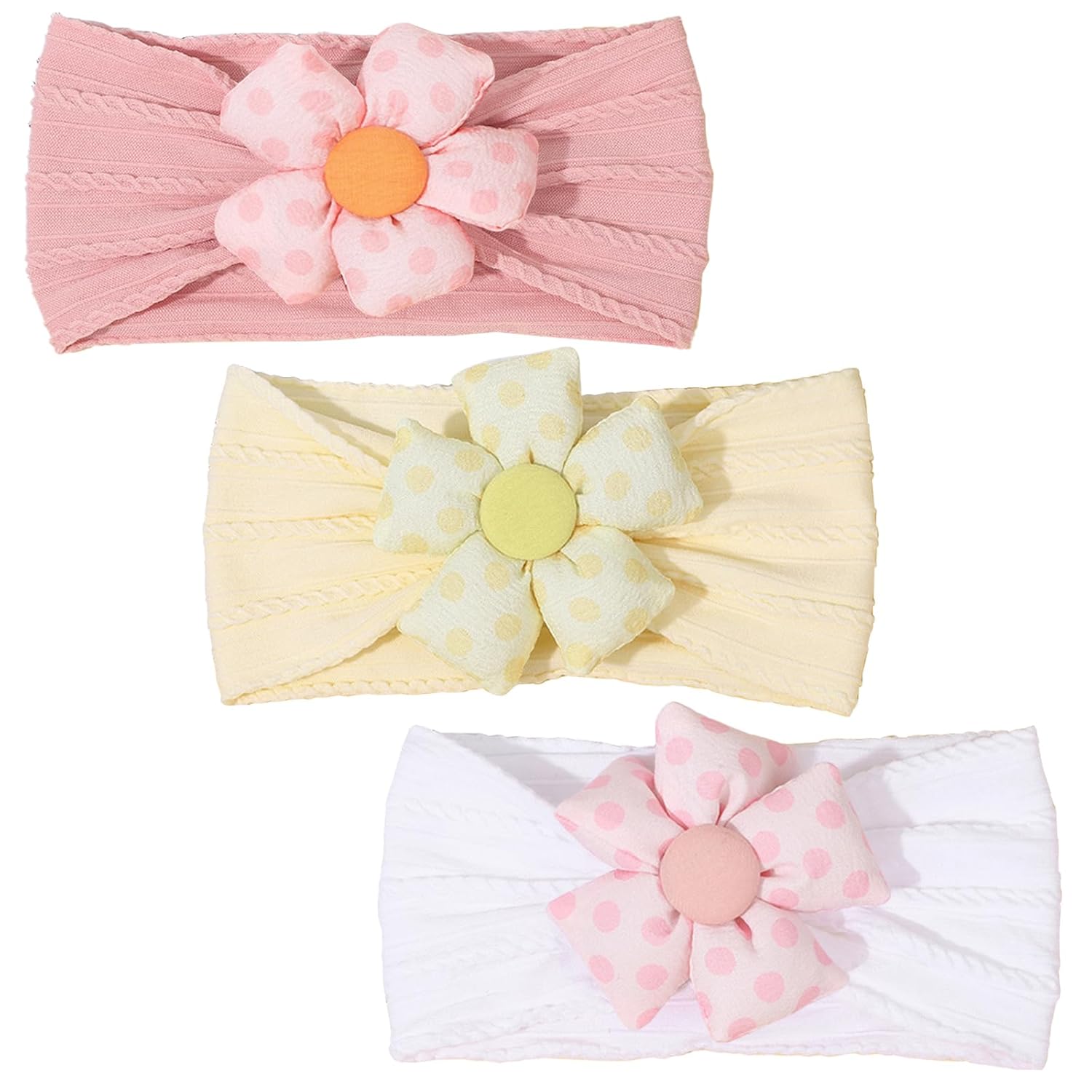 3 Pcs Baby Flower Headbands Baby Girls Nylon Headband Soft Hairbands Hair Accessories for Newborn Infant Toddler Kids (Yellow Pink White) 3 Pcs Baby Flower Headbands Baby Girls Nylon Headband Soft Hairbands Hair Accessories for Newborn Infant Toddler Kids (Yellow Pink White)