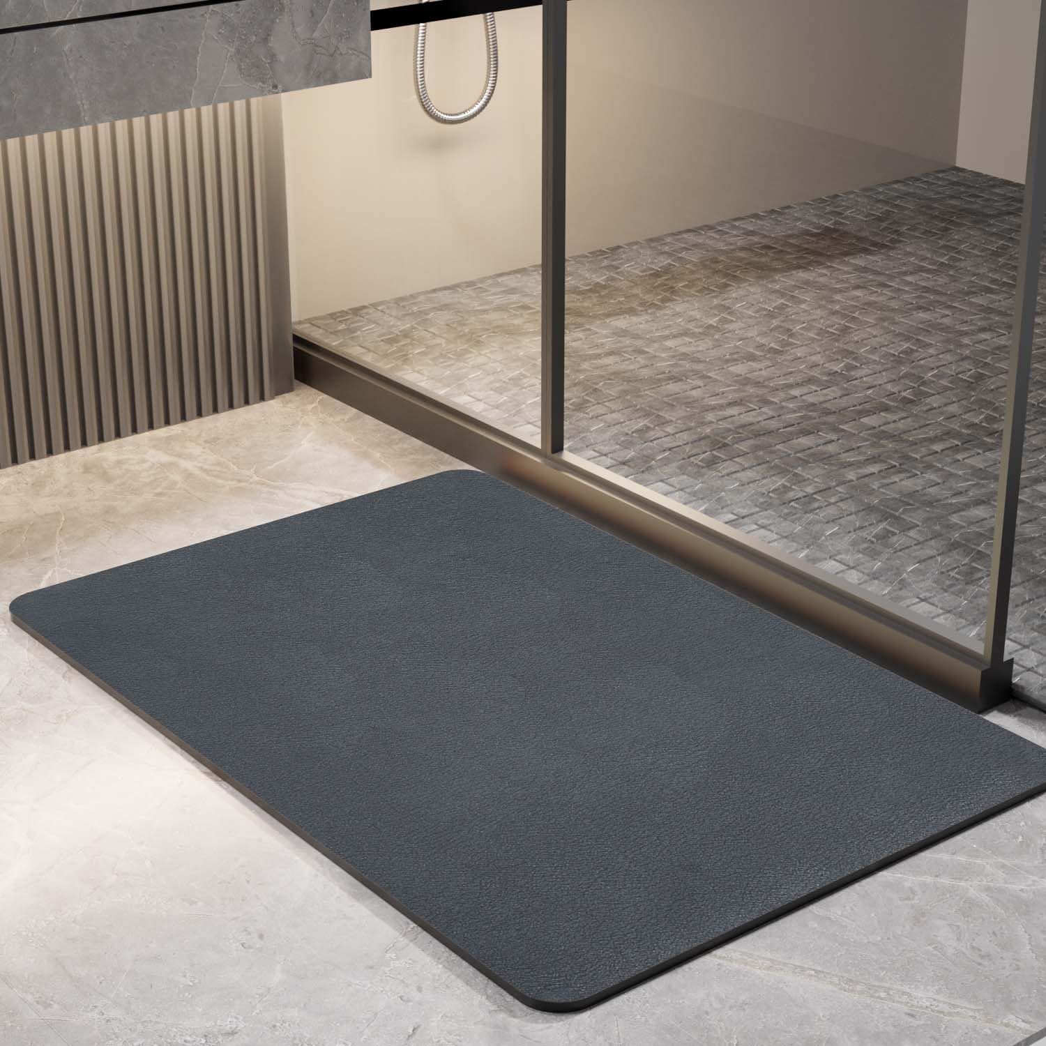 Tappetino da bagno assorbente, 60 x 120 cm, antiscivolo, in diatomite, per vasca da bagno e doccia, colore grigio scuro, ad asciugatura rapida ed elegante, ideale per uso domestico e spa