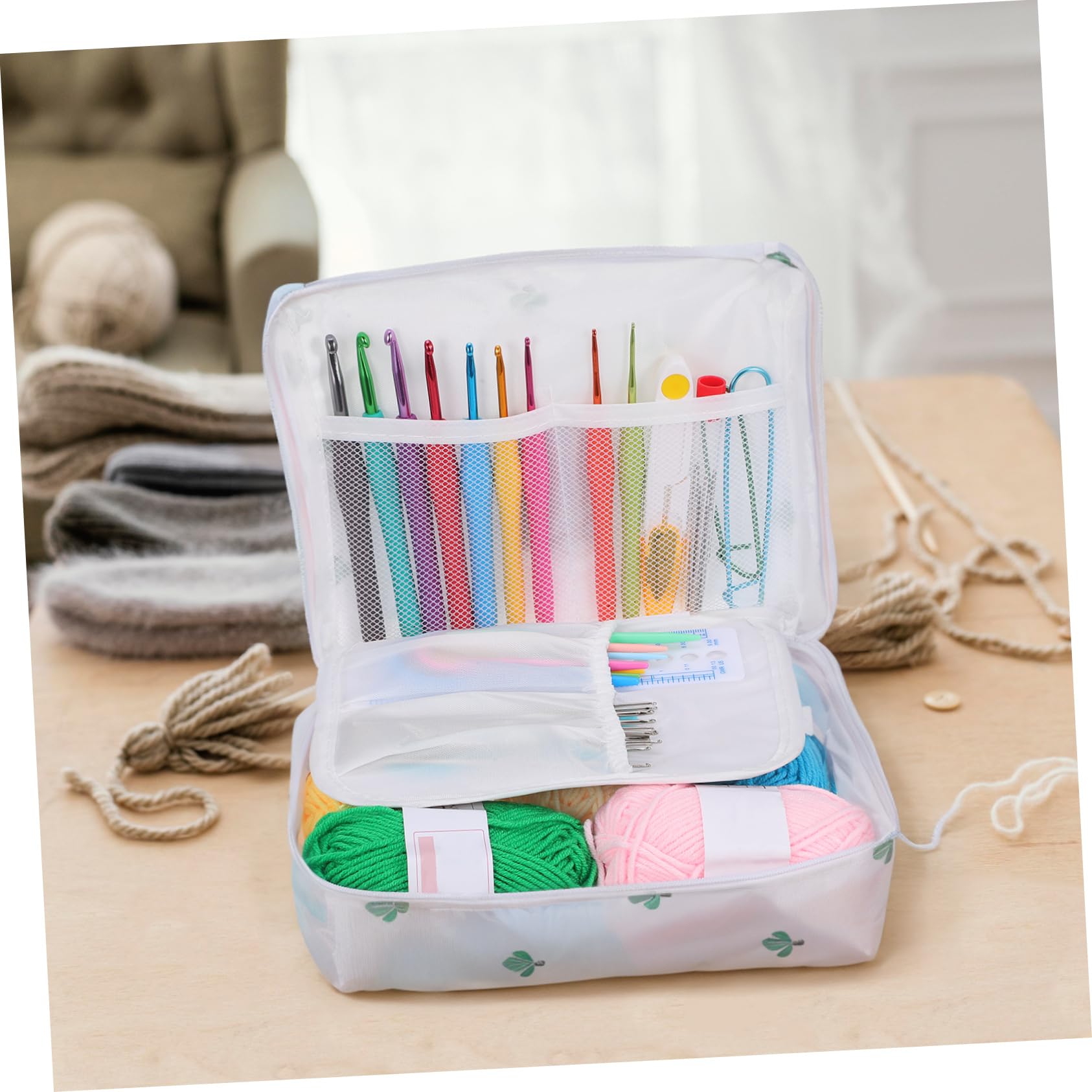 SEWOART Kit Uncinetto per Principianti Completo con Ferri Filati Colorati Segnapunti e Nastro Inclusa Borsa per Trasporto