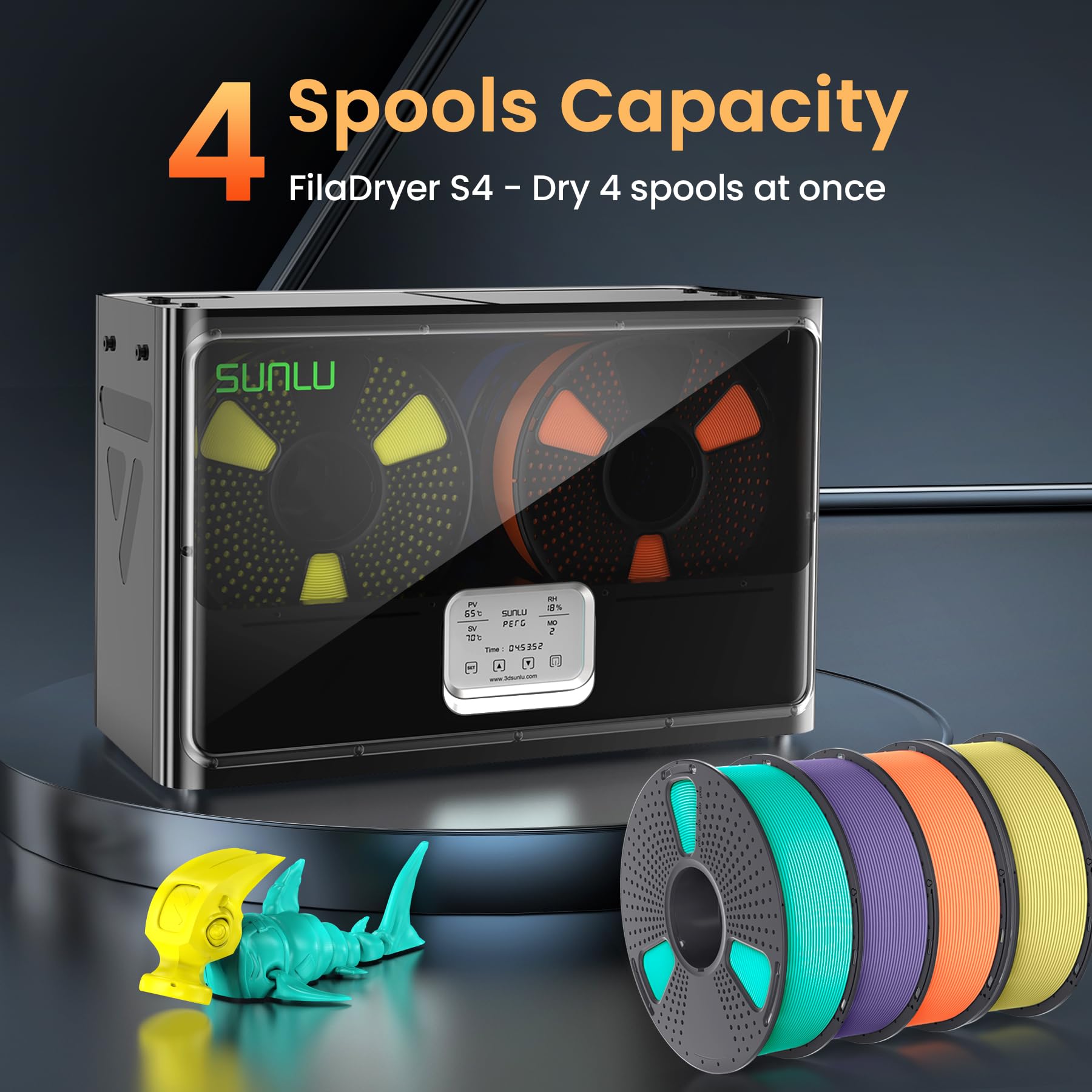 Amazon.co.jp: SUNLU フィラメントドライヤー S4、スプール容量4個