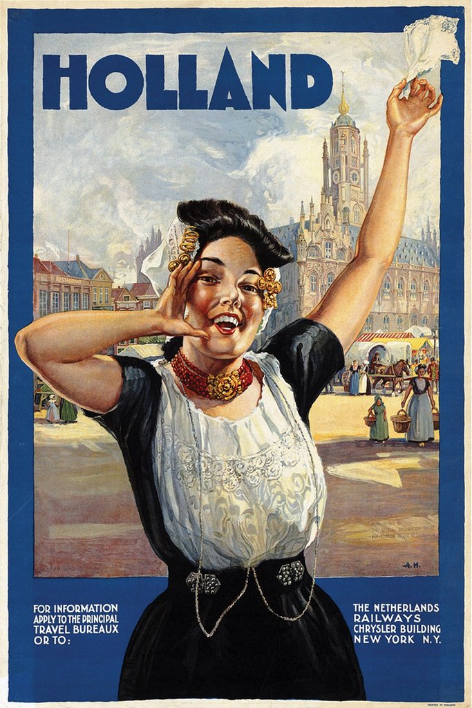 Amazon.com: Holland Dutch Girl Vintage Travel Cool Wall Art Print